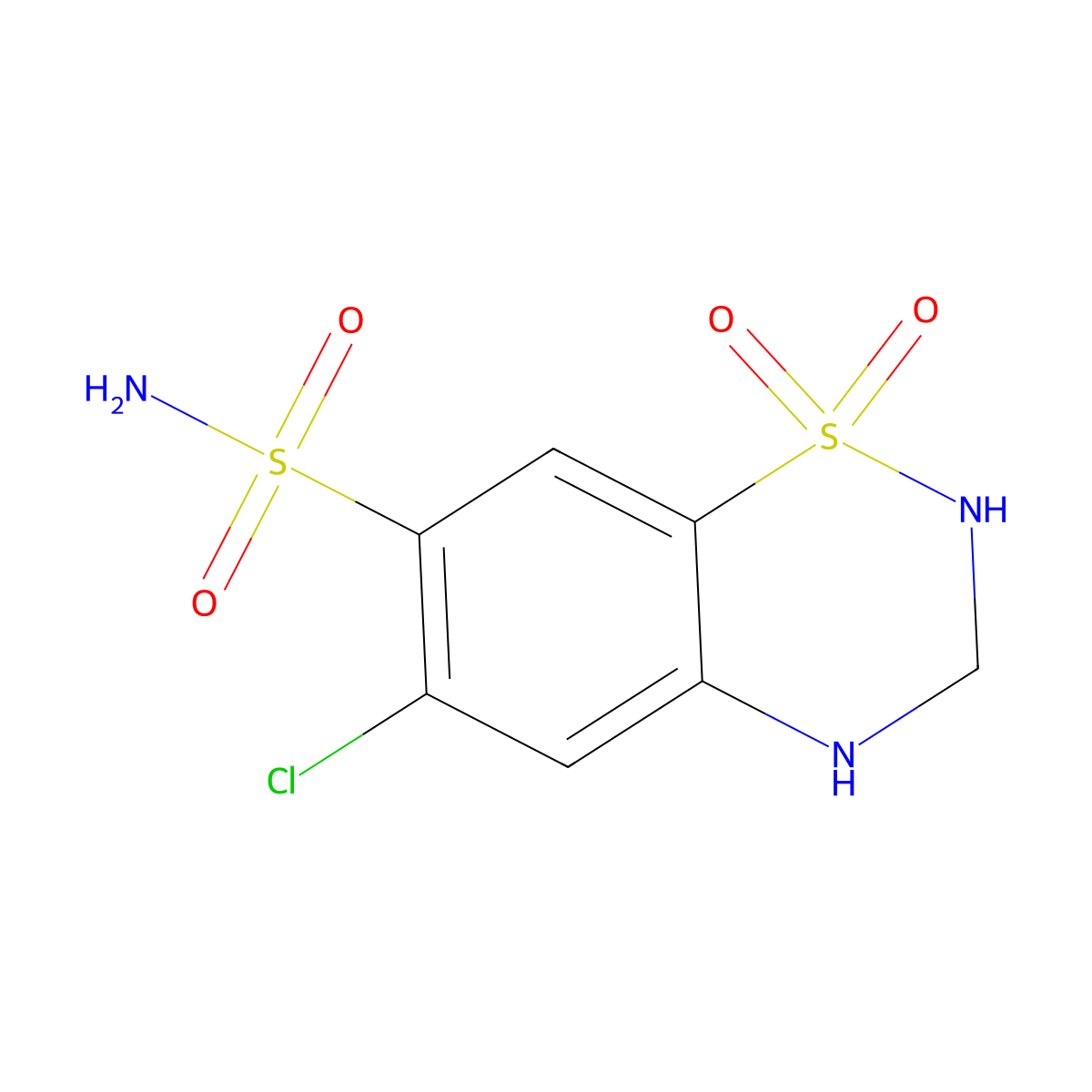 Hydrochlorothiazide molecular structure, CAS 58-93-5