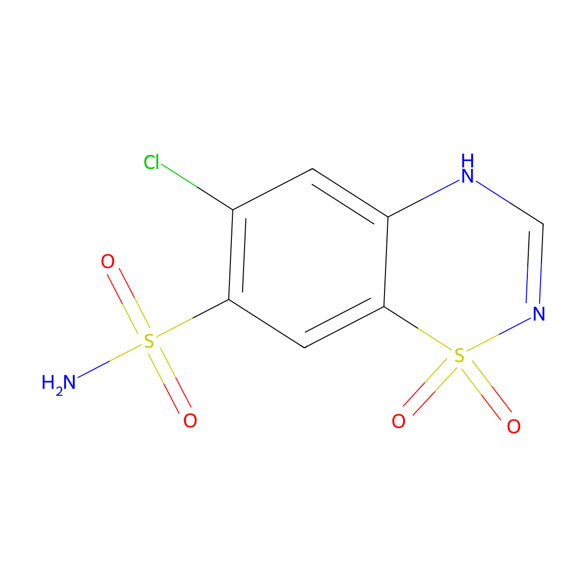 Chlorothiazide molecular structure, CAS 58-94-6