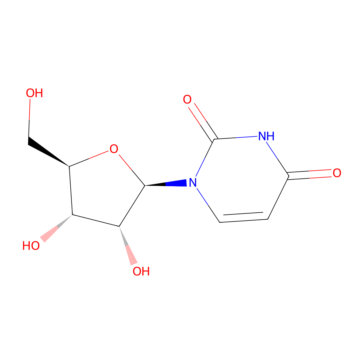 Uridine molecular structure, CAS 58-96-8