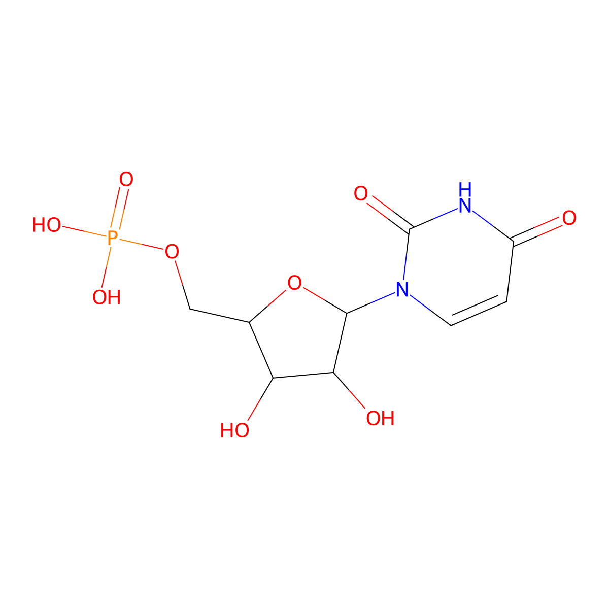 Uridine Monophosphate molecular structure, CAS 58-97-9