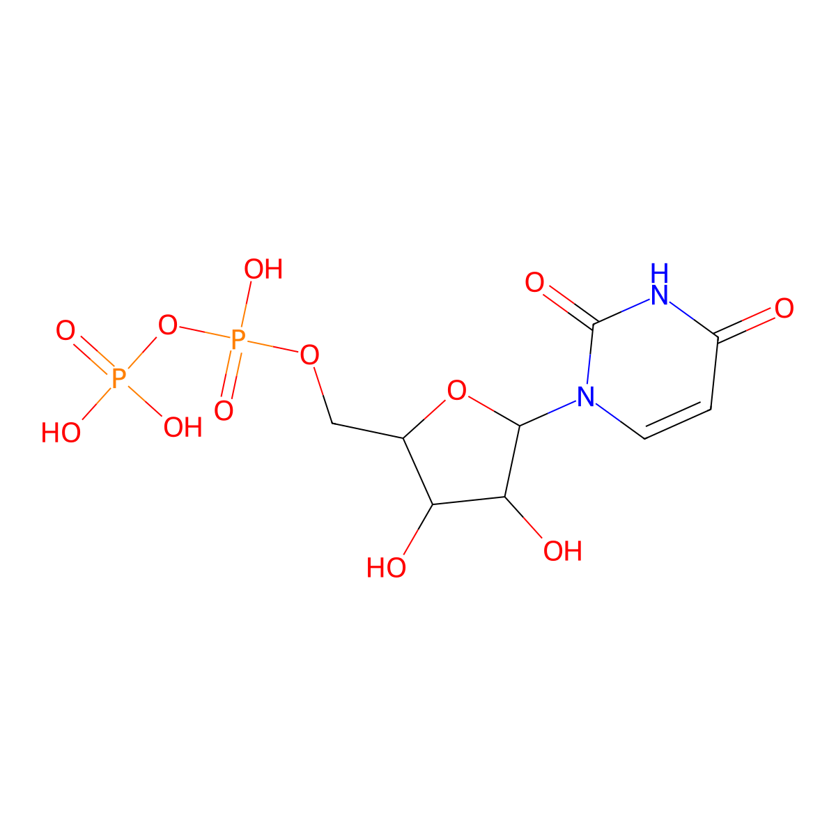 Uridine Diphosphate molecular structure, CAS 58-98-0