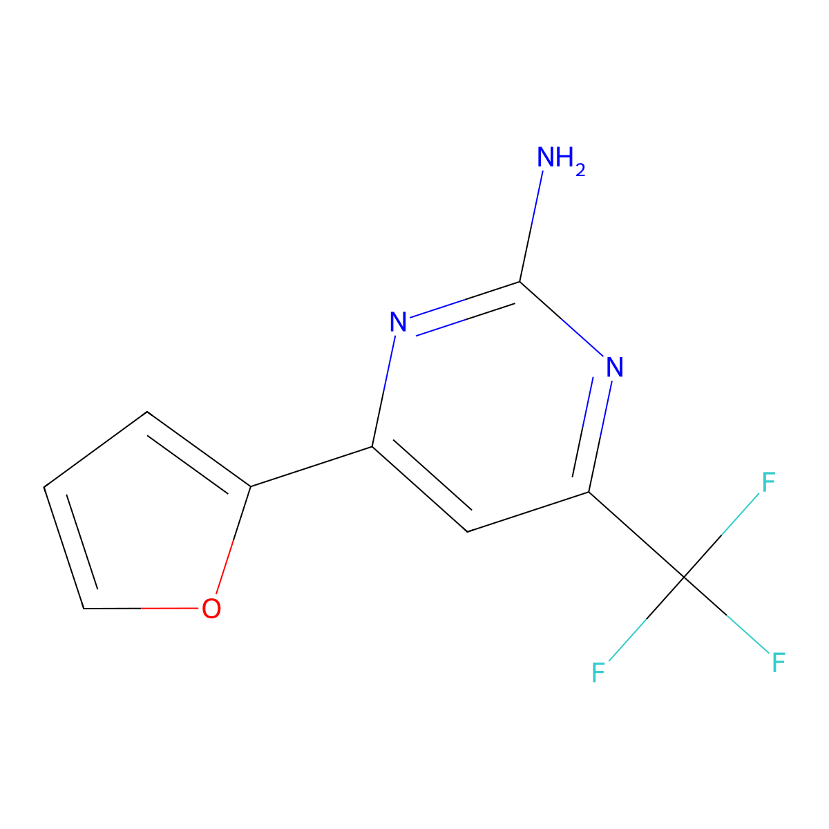 4-(Furan-2-yl)-6-(trifluoromethyl)pyrimidin-2-amine molecular structure, CAS 580-50-7