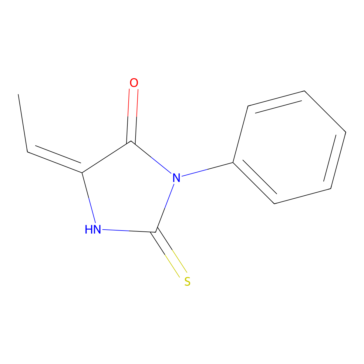 5-Ethylidene-3-phenyl-2-sulfanylideneimidazolidin-4-one molecular structure, CAS 5800-50-0