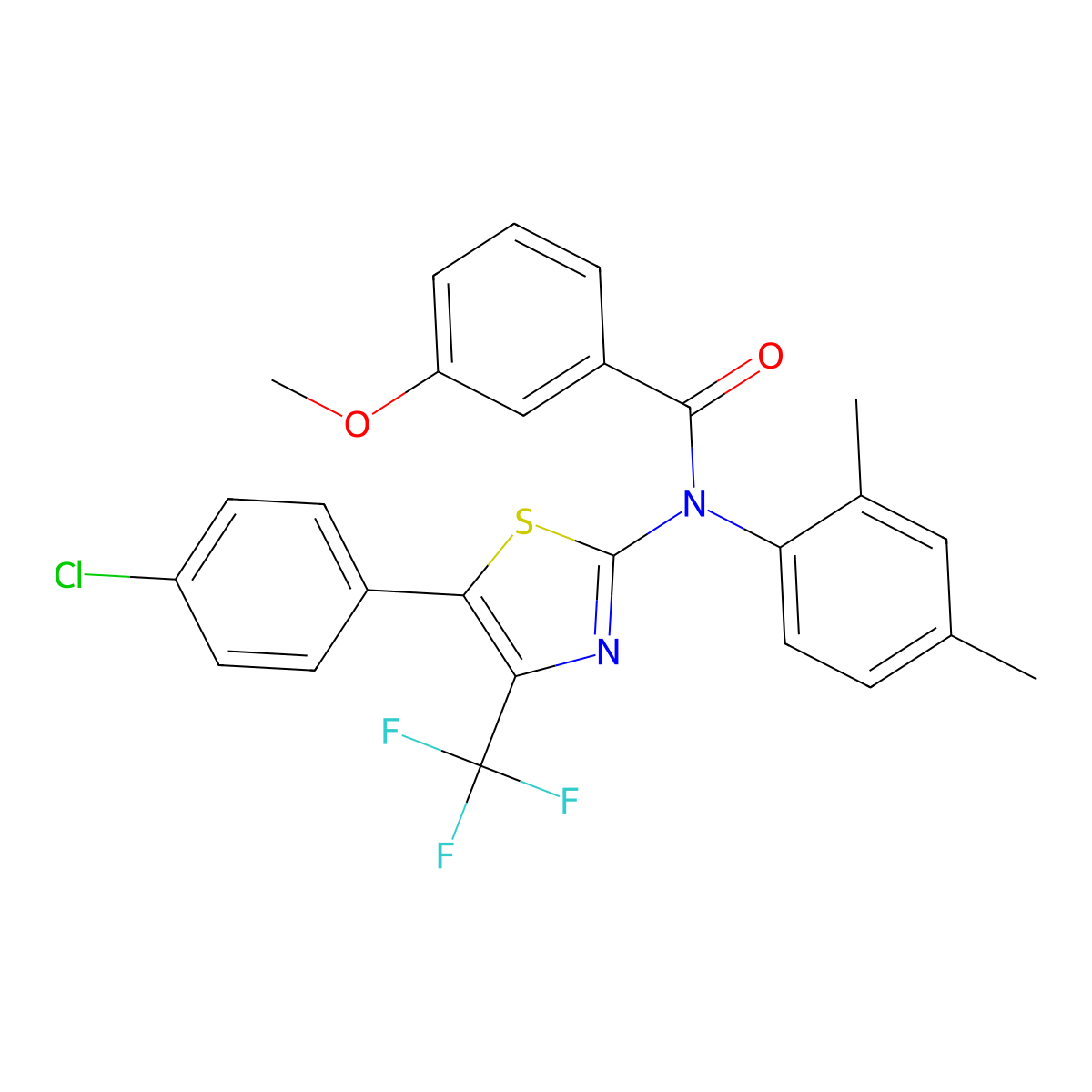 N-[5-(4-chlorophenyl)-4-(trifluoromethyl)-1,3-thiazol-2-yl]-N-(2,4-dimethylphenyl)-3-methoxybenzamide molecular structure, CAS 5800-62-4