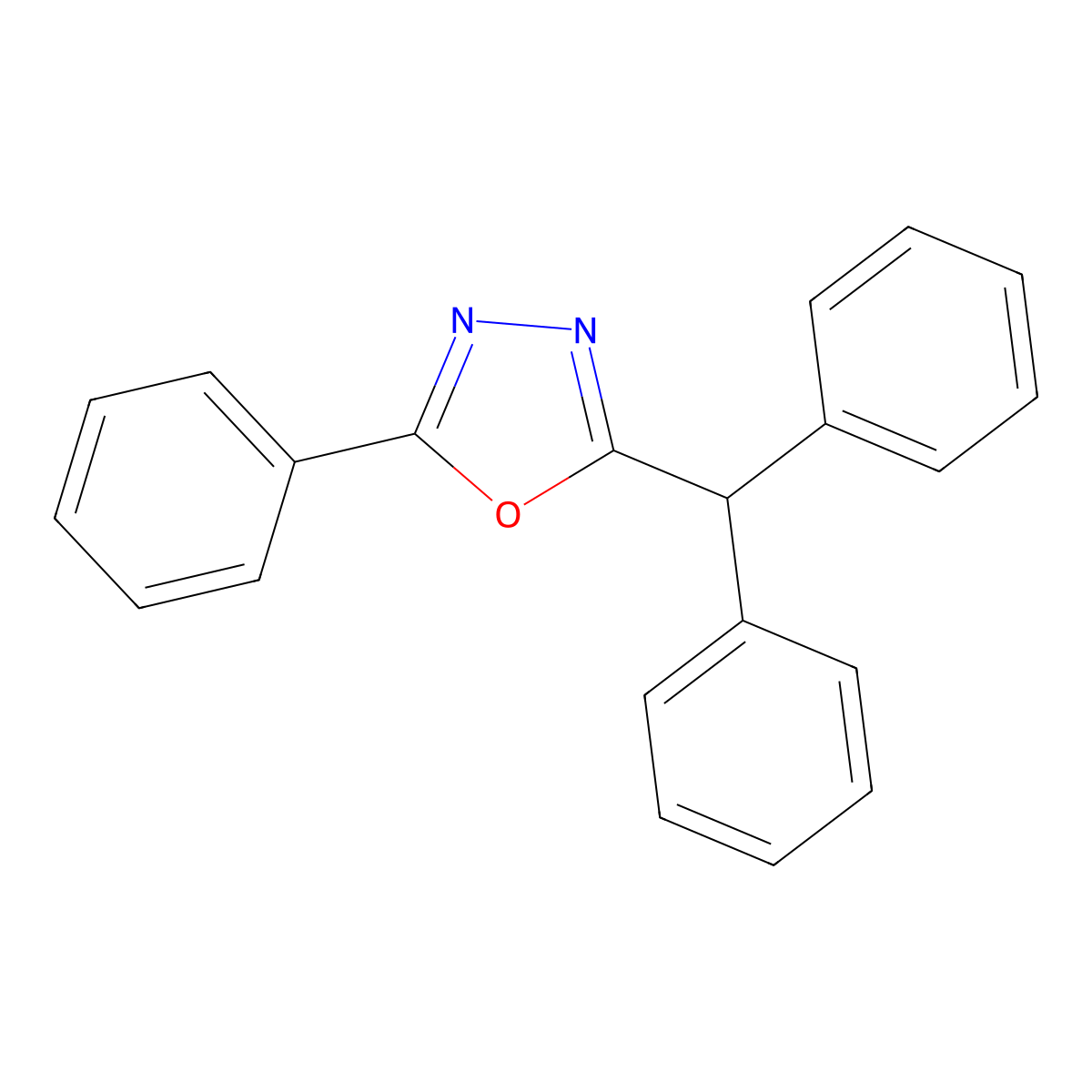 2-Benzhydryl-5-phenyl-1,3,4-oxadiazole molecular structure, CAS 58004-74-3