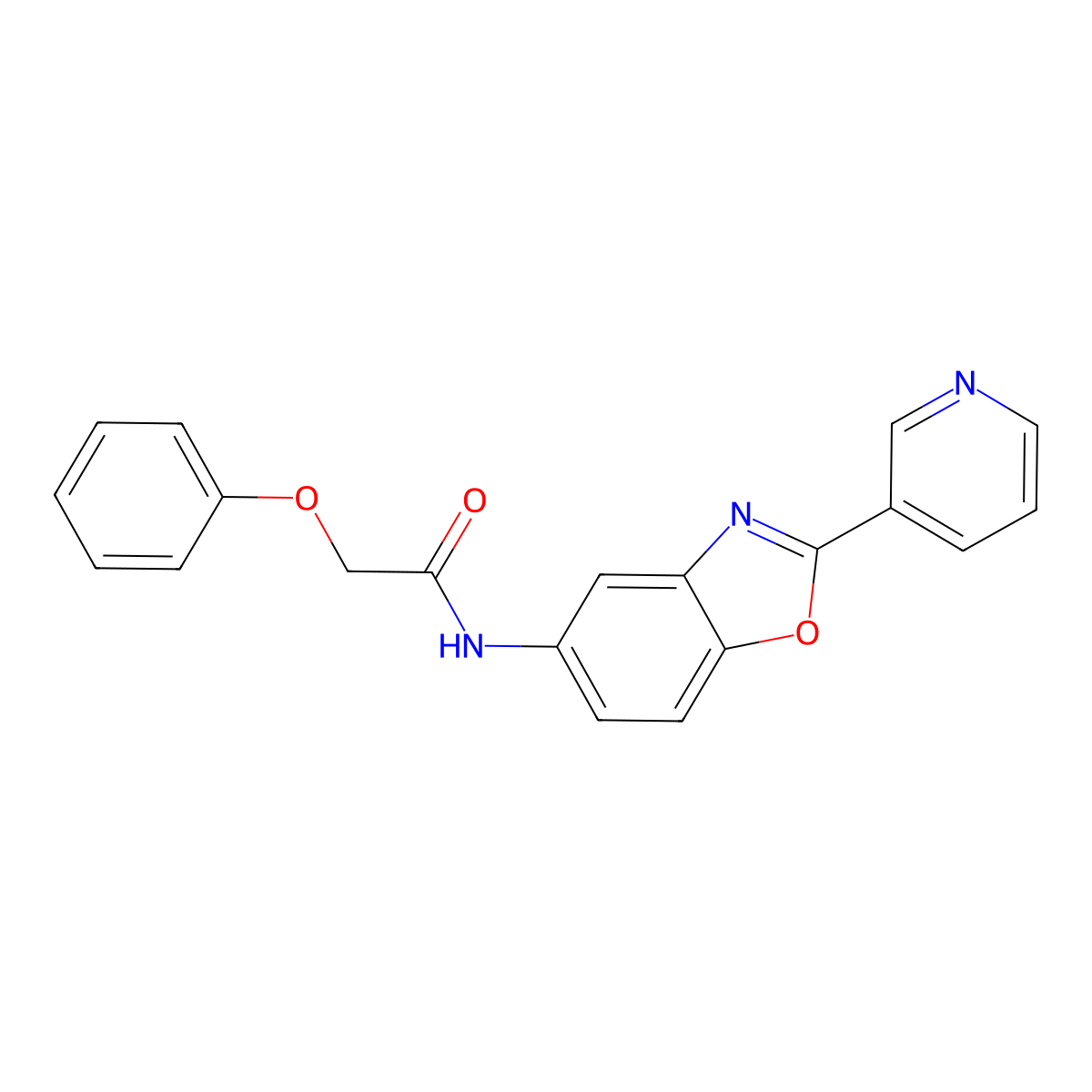 2-phenoxy-N-[2-(3-pyridinyl)-1,3-benzoxazol-5-yl]acetamide molecular structure, CAS 5801-87-6