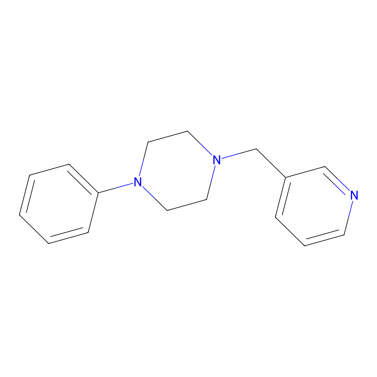 1-Phenyl-4-(pyridin-3-ylmethyl)piperazine molecular structure, CAS 58013-18-6