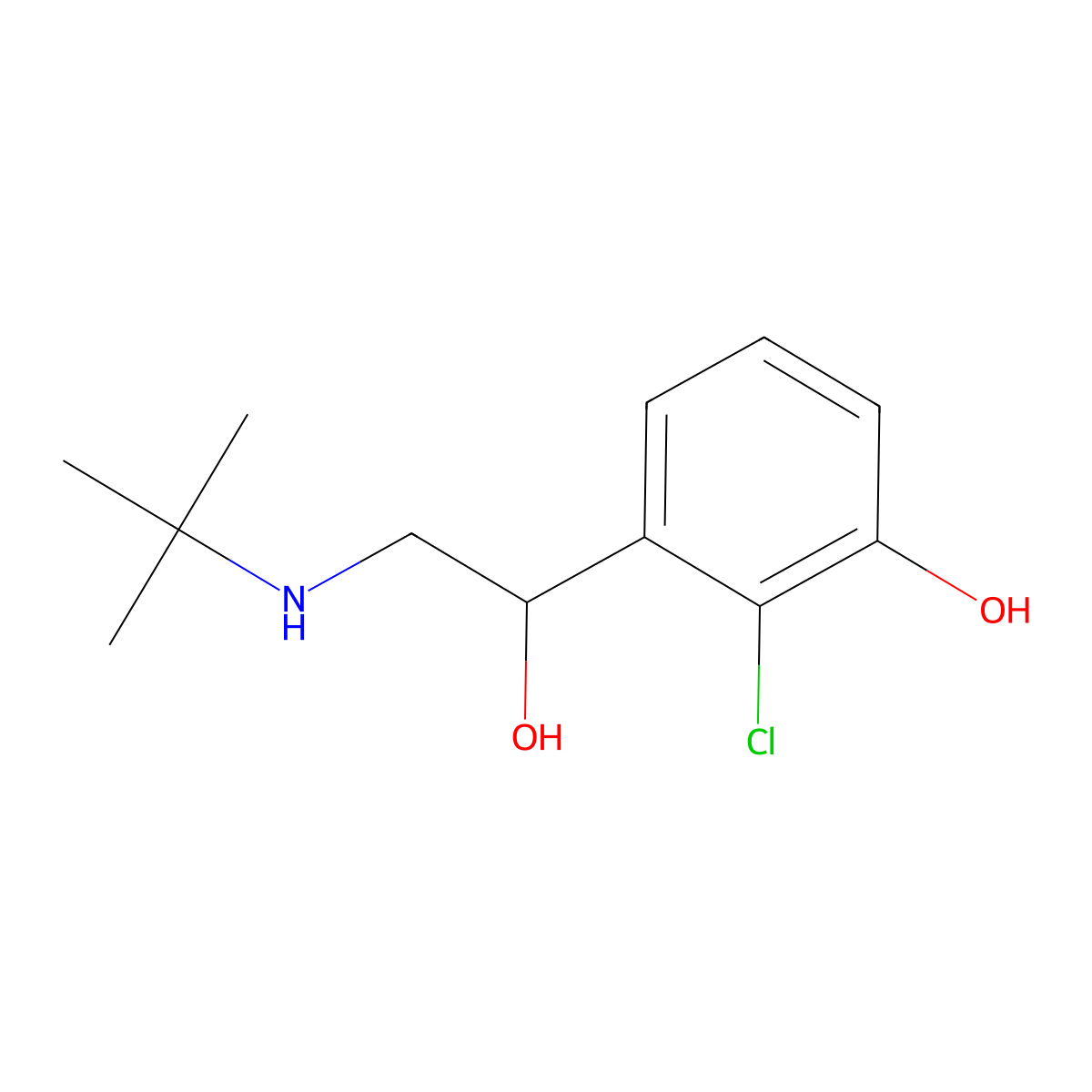 3-Hydroxytulobuterol molecular structure, CAS 58020-41-0