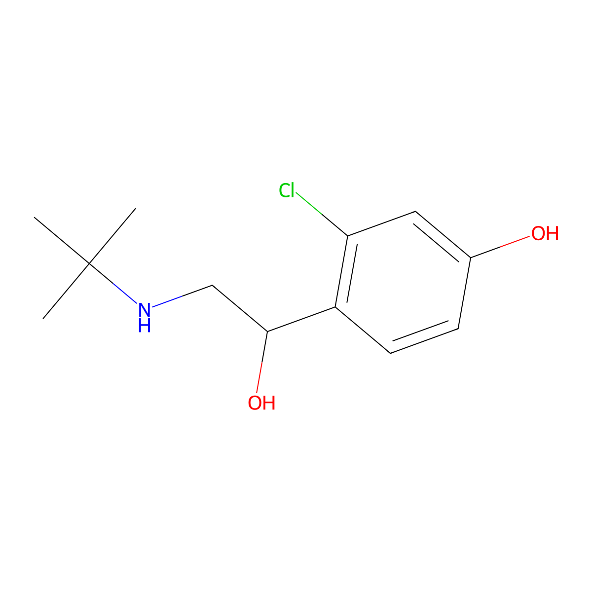 1-(2-Chloro-4-hydroxyphenyl)-tert-butylaminoethanol molecular structure, CAS 58020-43-2