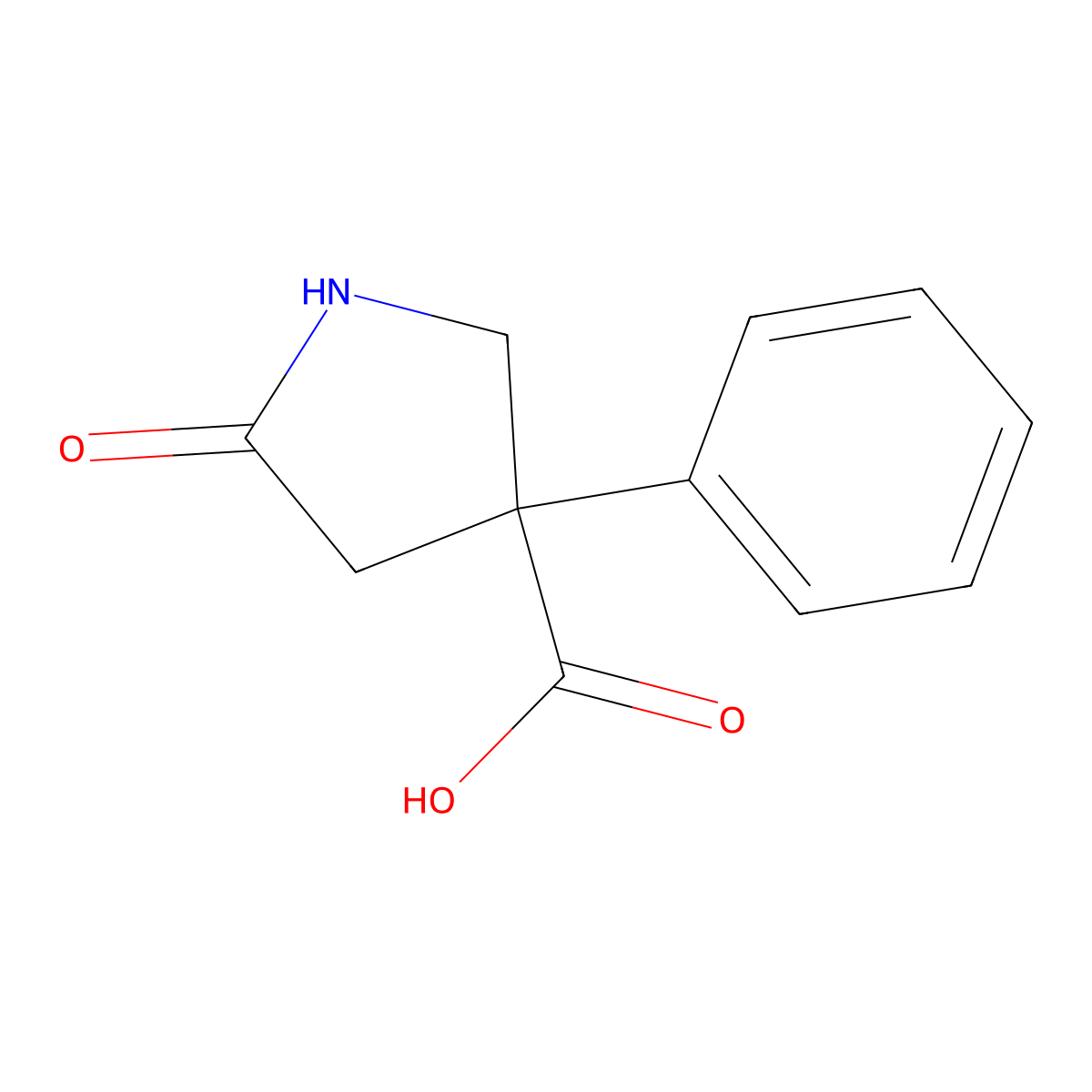 5-Oxo-3-phenylpyrrolidine-3-carboxylic acid molecular structure, CAS 58024-63-8