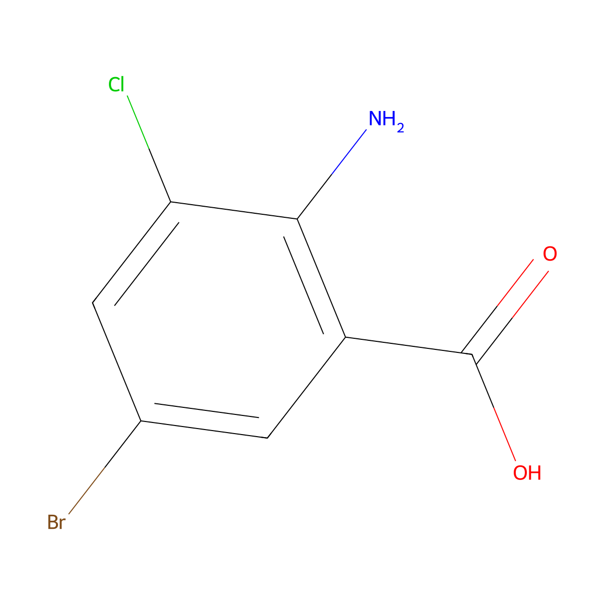 2-Amino-5-bromo-3-chlorobenzoic acid molecular structure, CAS 58026-21-4