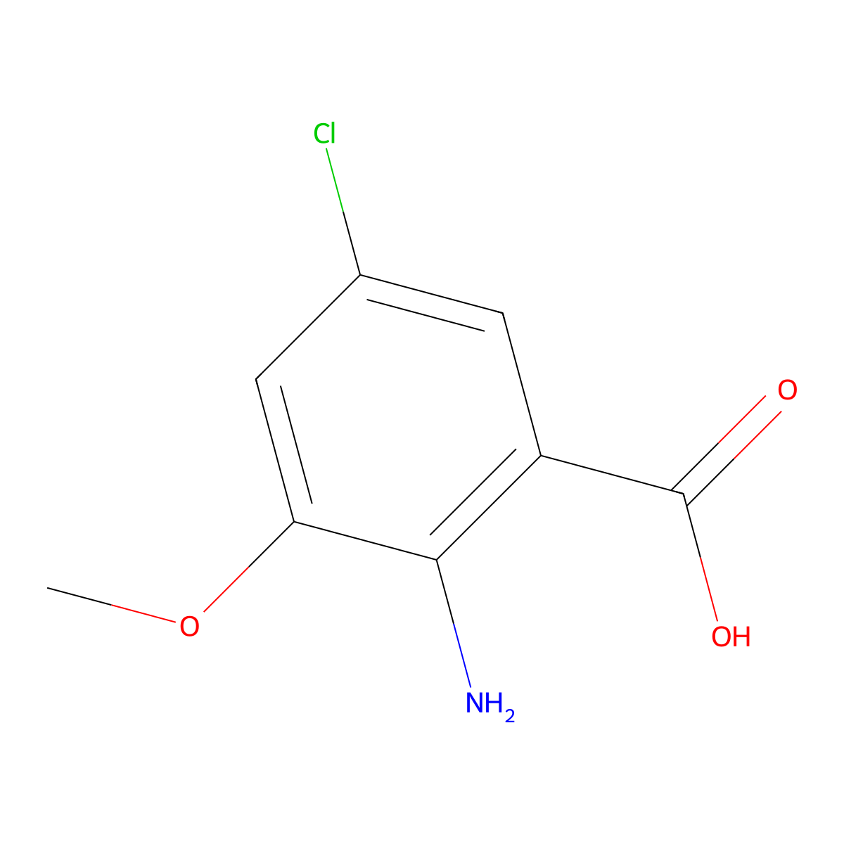 2-Amino-5-chloro-3-methoxybenzoic acid molecular structure, CAS 58026-22-5