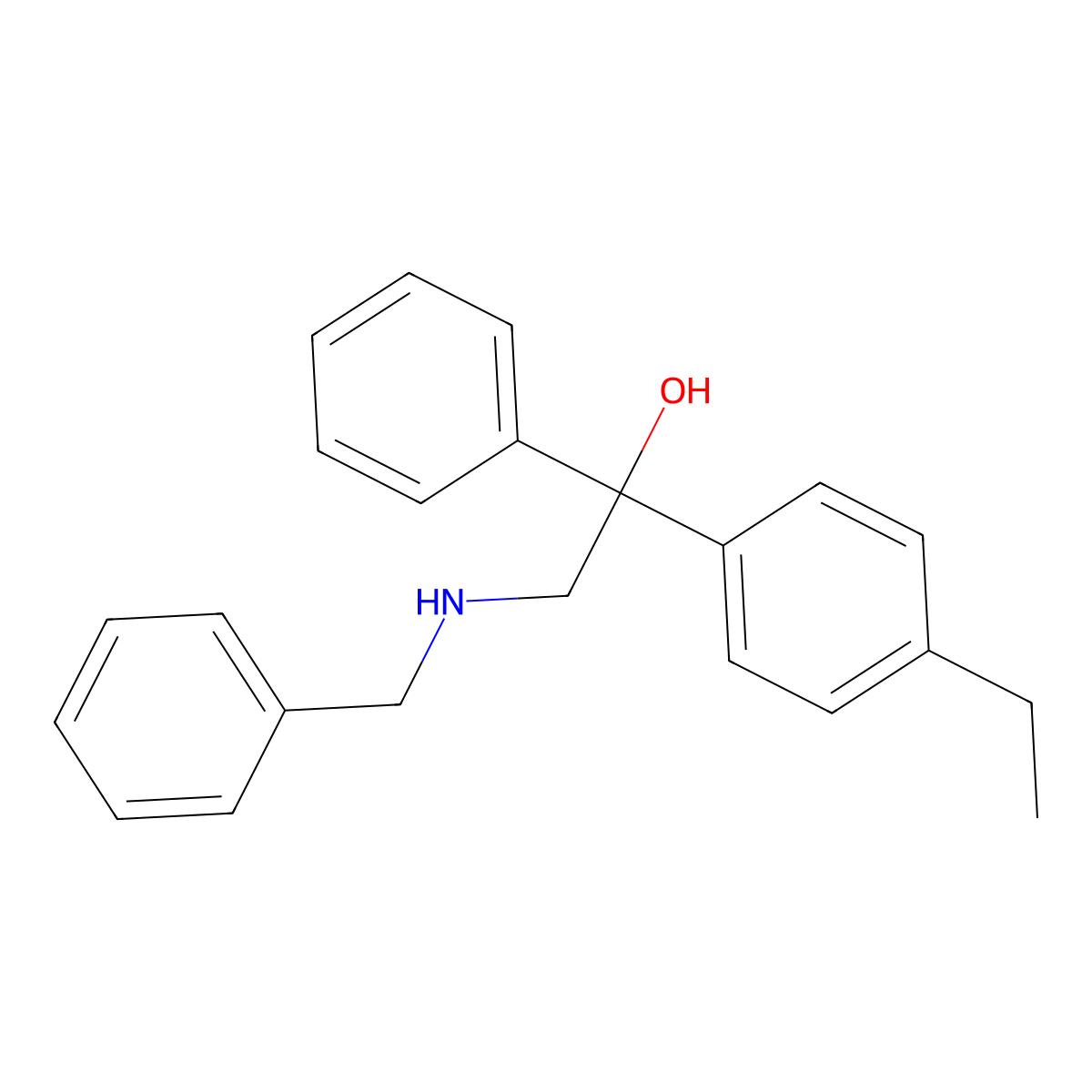 2-(Benzylamino)-1-(4-ethylphenyl)-1-phenylethanol molecular structure, CAS 58028-51-6