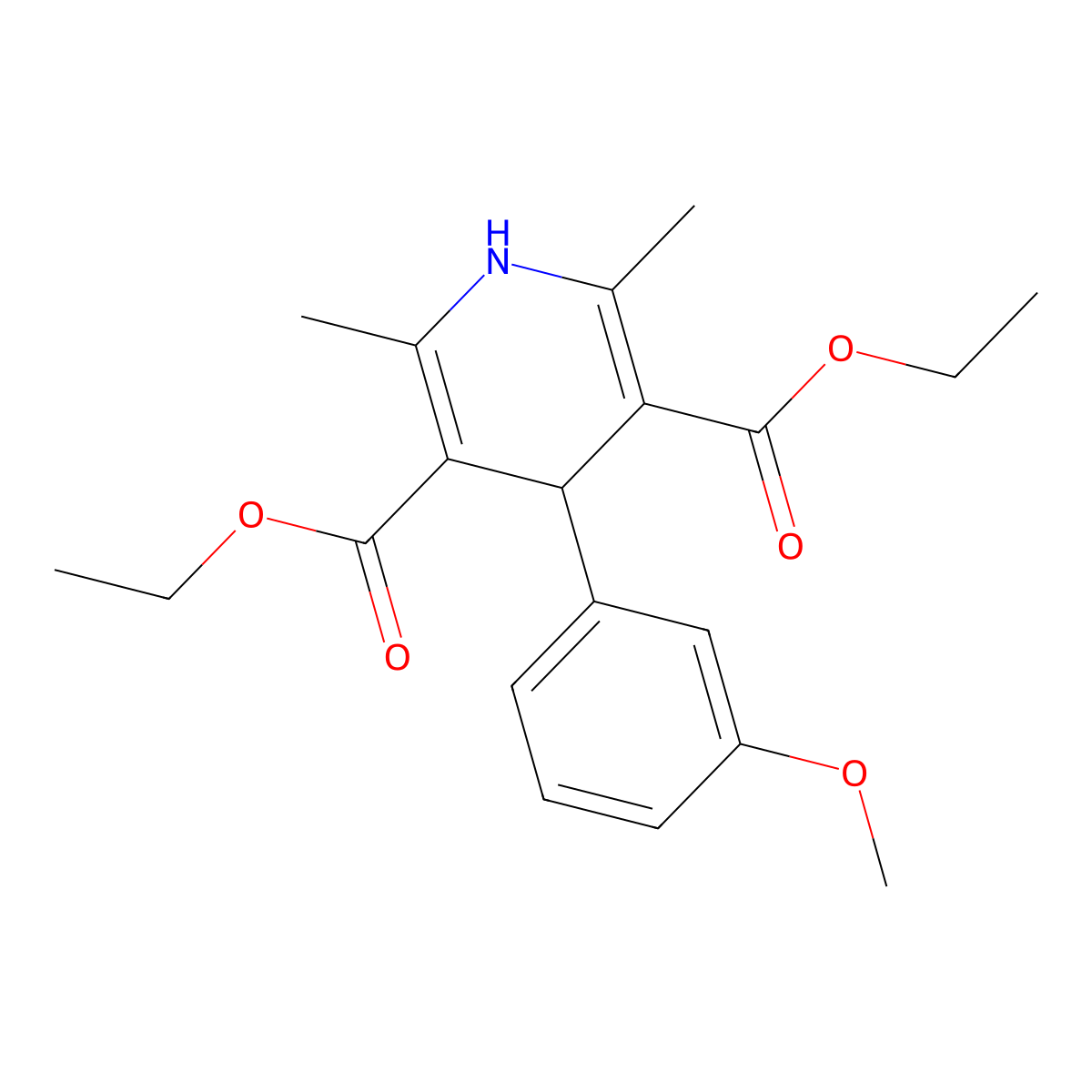 Diethyl 4-(3-methoxyphenyl)-2,6-dimethyl-1,4-dihydropyridine-3,5-dicarboxylate molecular structure, CAS 58029-73-5