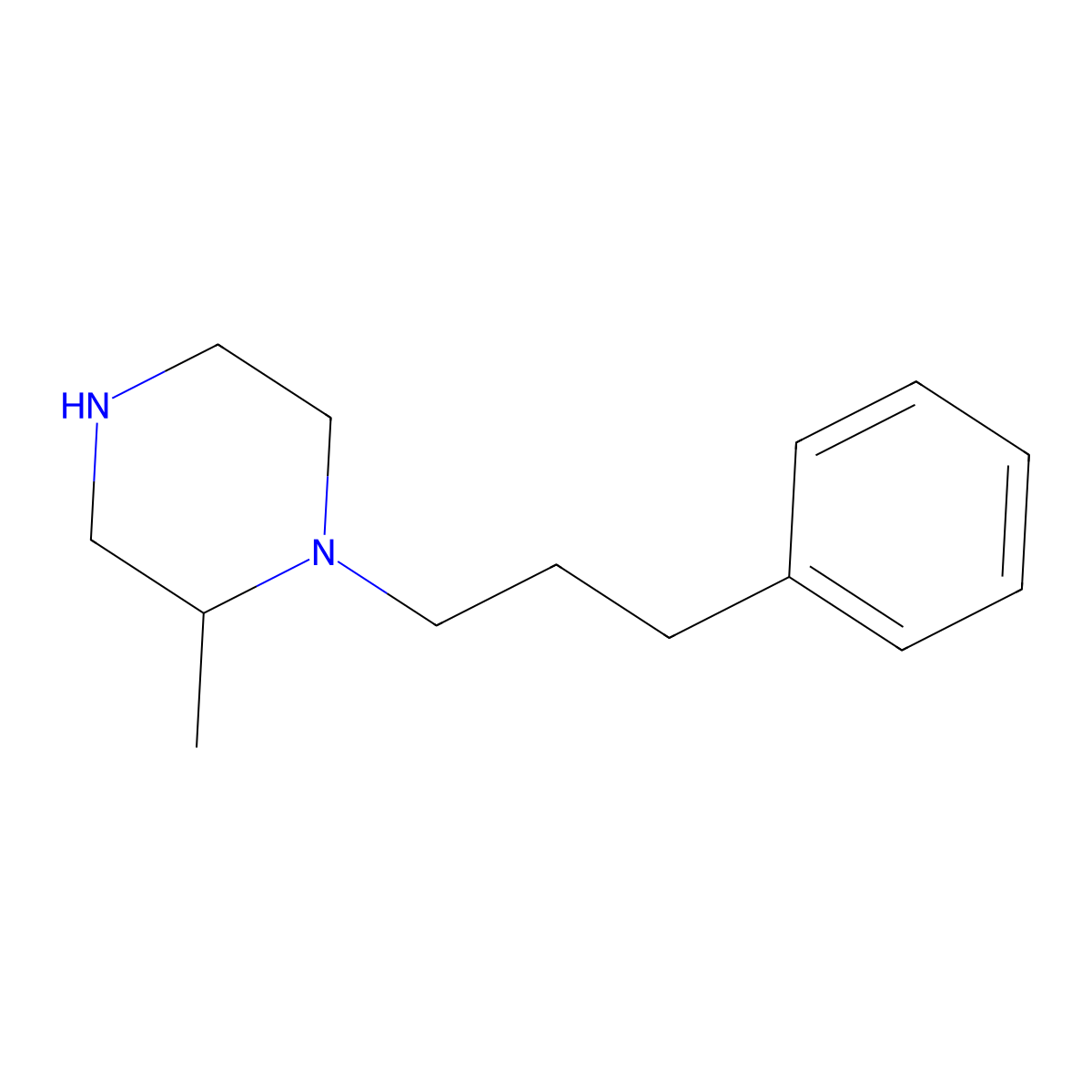 2-Methyl-1-(3-phenylpropyl)piperazine molecular structure, CAS 58029-99-5