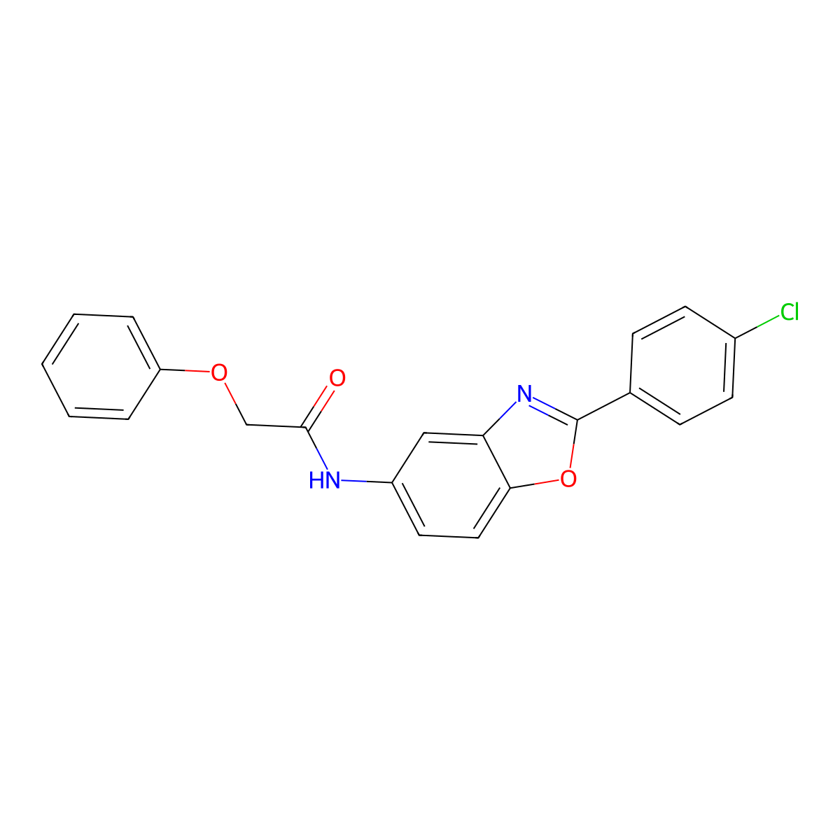 N-[2-(4-chlorophenyl)-1,3-benzoxazol-5-yl]-2-phenoxyacetamide molecular structure, CAS 5803-57-6