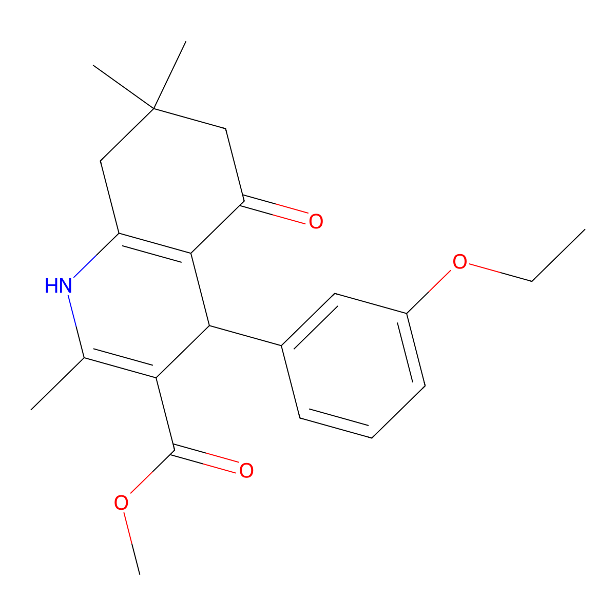 Methyl 4-(3-ethoxyphenyl)-2,7,7-trimethyl-5-oxo-1,4,6,8-tetrahydroquinoline-3-carboxylate molecular structure, CAS 5803-98-5