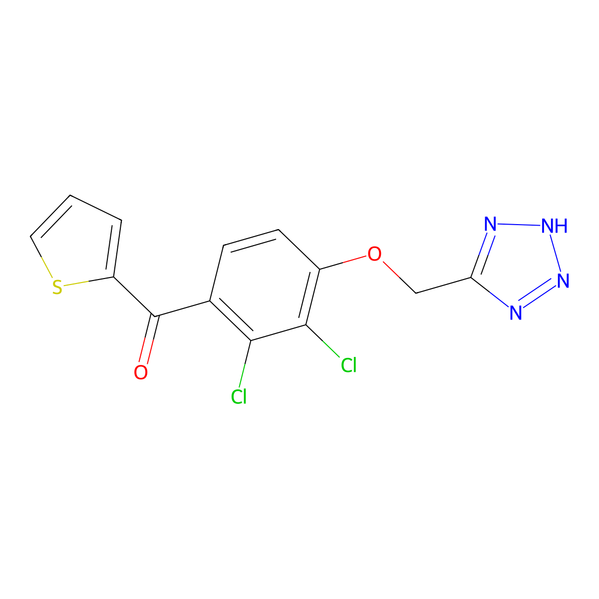 [2,3-dichloro-4-(1H-tetrazol-5-ylmethoxy)phenyl] 2-thienyl ketone molecular structure, CAS 58030-58-3