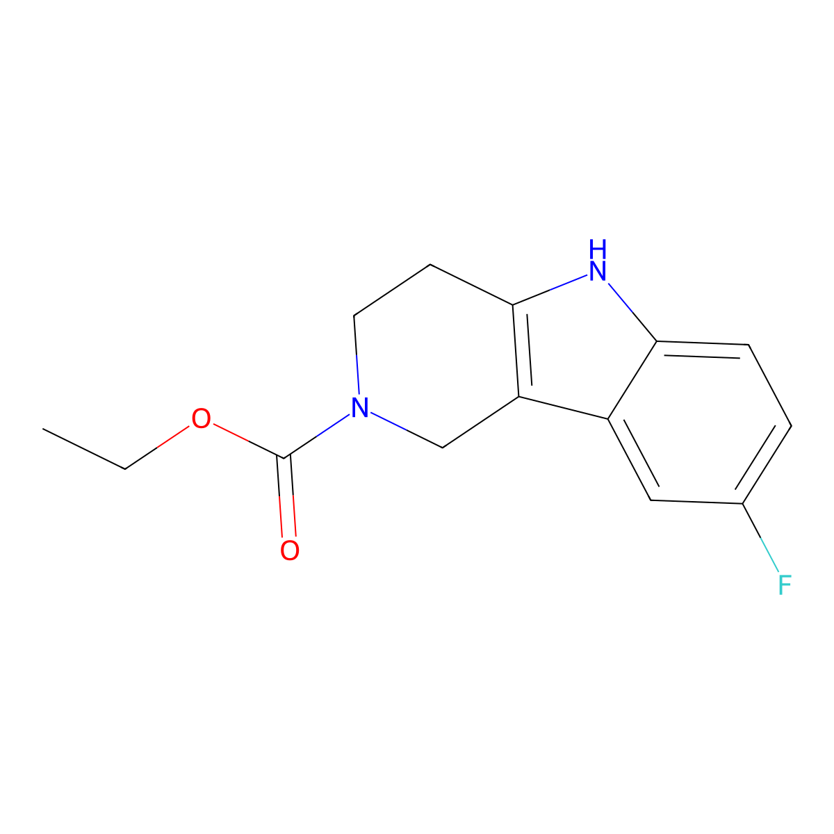 Ethyl 8-fluoro-1,3,4,5-tetrahydro-2H-pyrido[4,3-b]indole-2-carboxylate molecular structure, CAS 58038-66-7