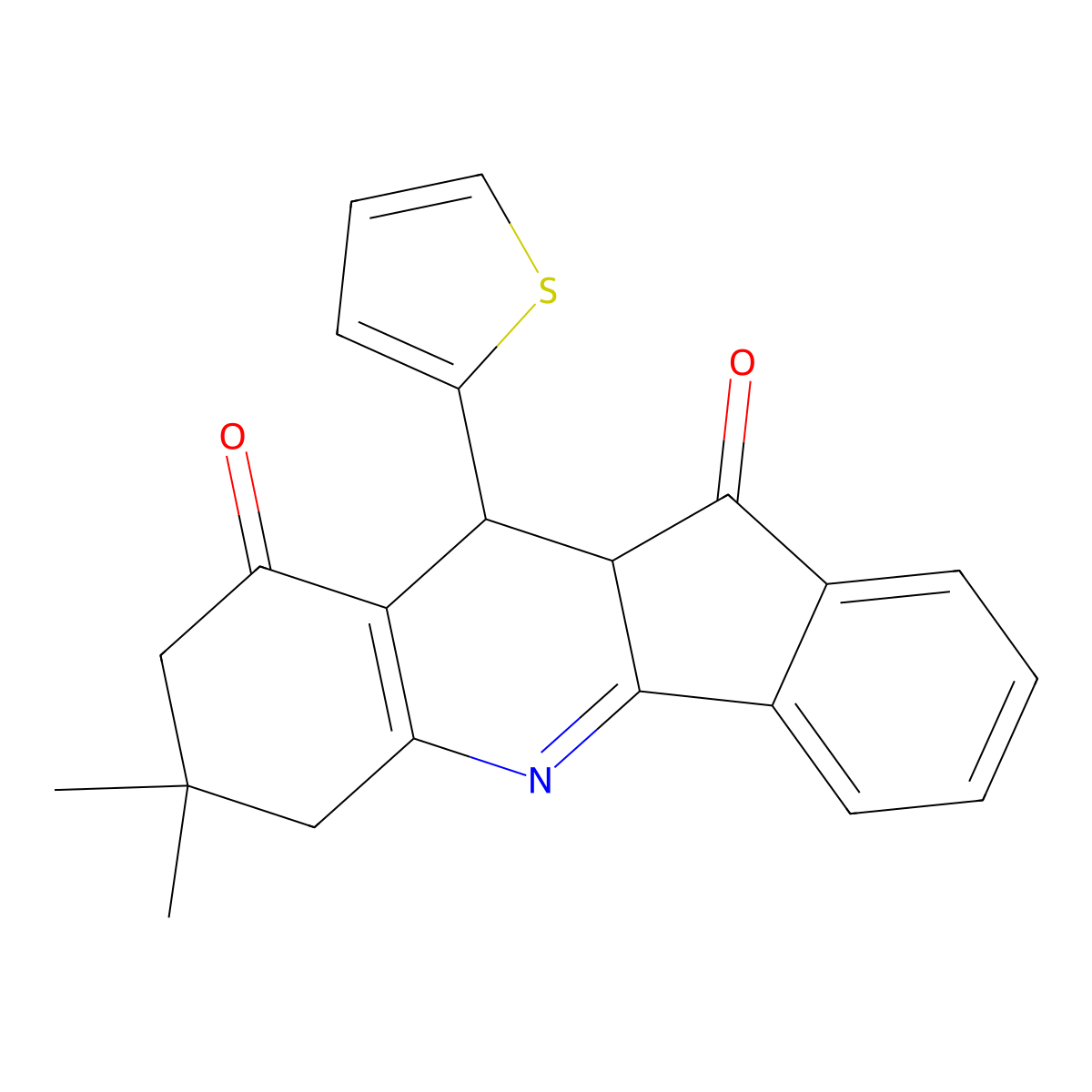 7,7-dimethyl-10-(2-thienyl)-7,8,10,10a-tetrahydro-6H-indeno[1,2-b]quinoline-9,11-dione molecular structure, CAS 5804-28-4