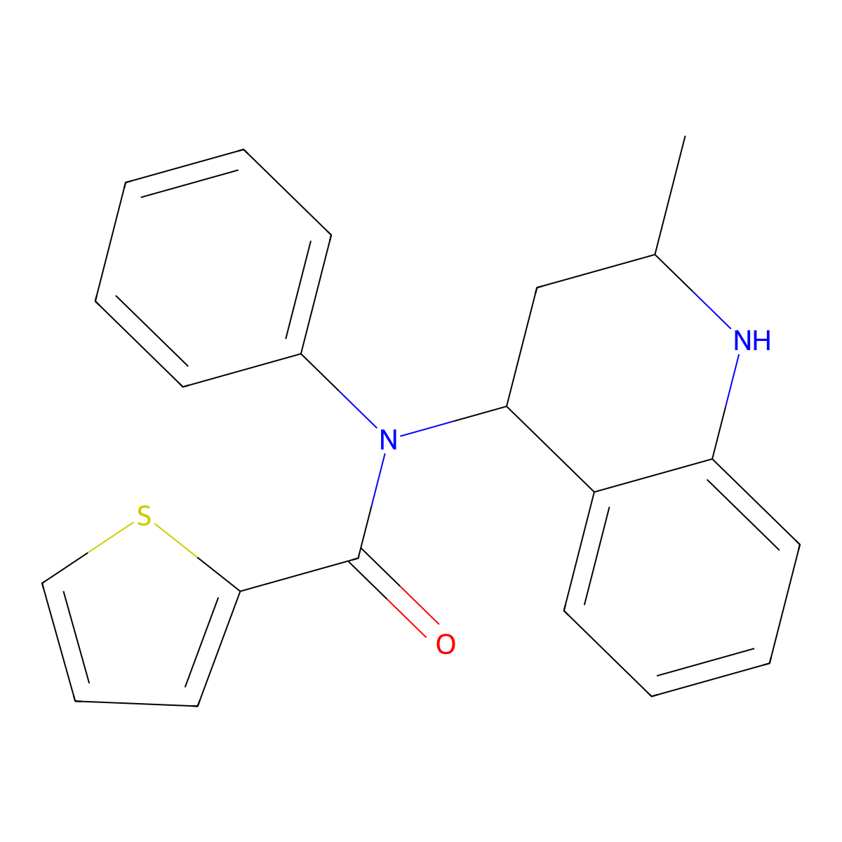 N-(2-methyl-1,2,3,4-tetrahydroquinolin-4-yl)-N-phenylthiophene-2-carboxamide molecular structure, CAS 5804-81-9