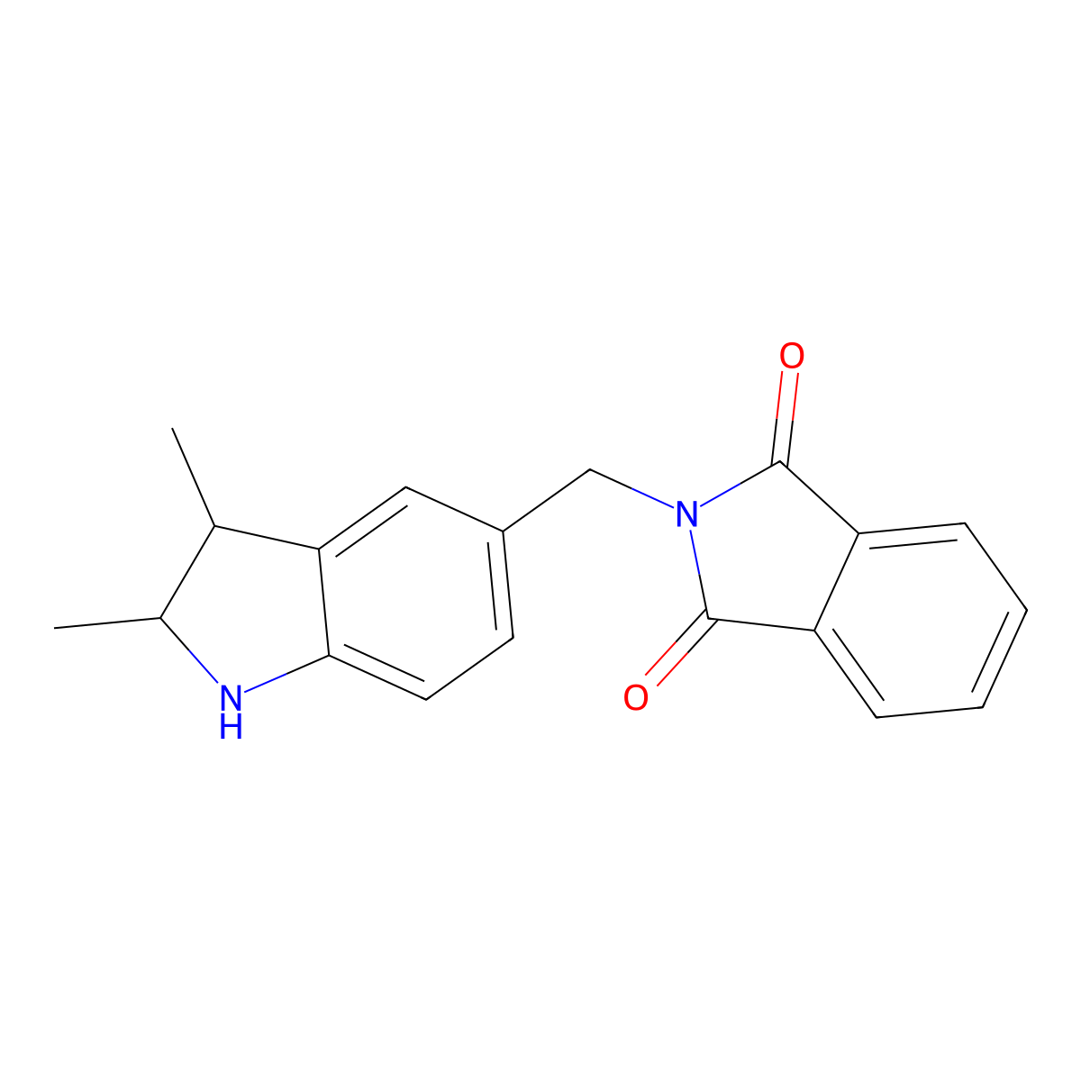 2-((2,3-Dihydro-2,3-dimethyl-1H-indol-5-yl)methyl)-1H-isoindole-1,3(2H)-dione molecular structure, CAS 58042-74-3
