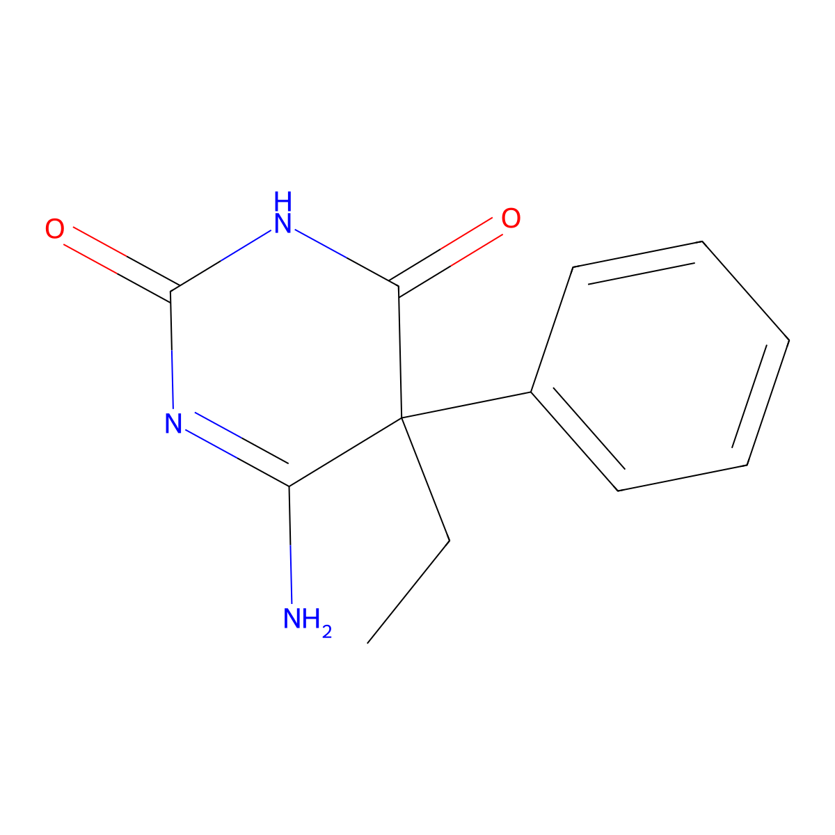 6-Amino-5-ethyl-5-phenyl-2,4(3H,5H)-pyrimidinedione molecular structure, CAS 58042-96-9