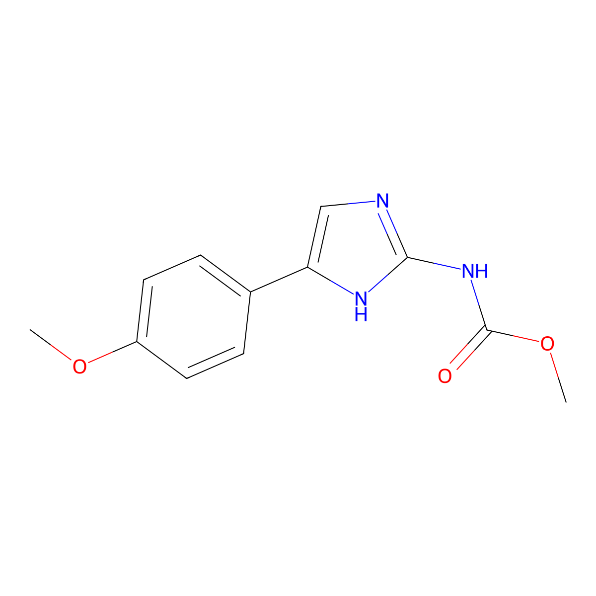 Carbamic acid, (4-(4-methoxyphenyl)-1H-imidazol-2-YL)-, methyl ester molecular structure, CAS 58046-35-8