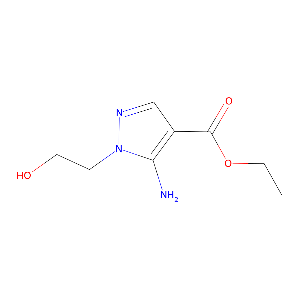 Ethyl 5-amino-1-(2-hydroxyethyl)-1H-pyrazole-4-carboxylate molecular structure, CAS 58046-49-4