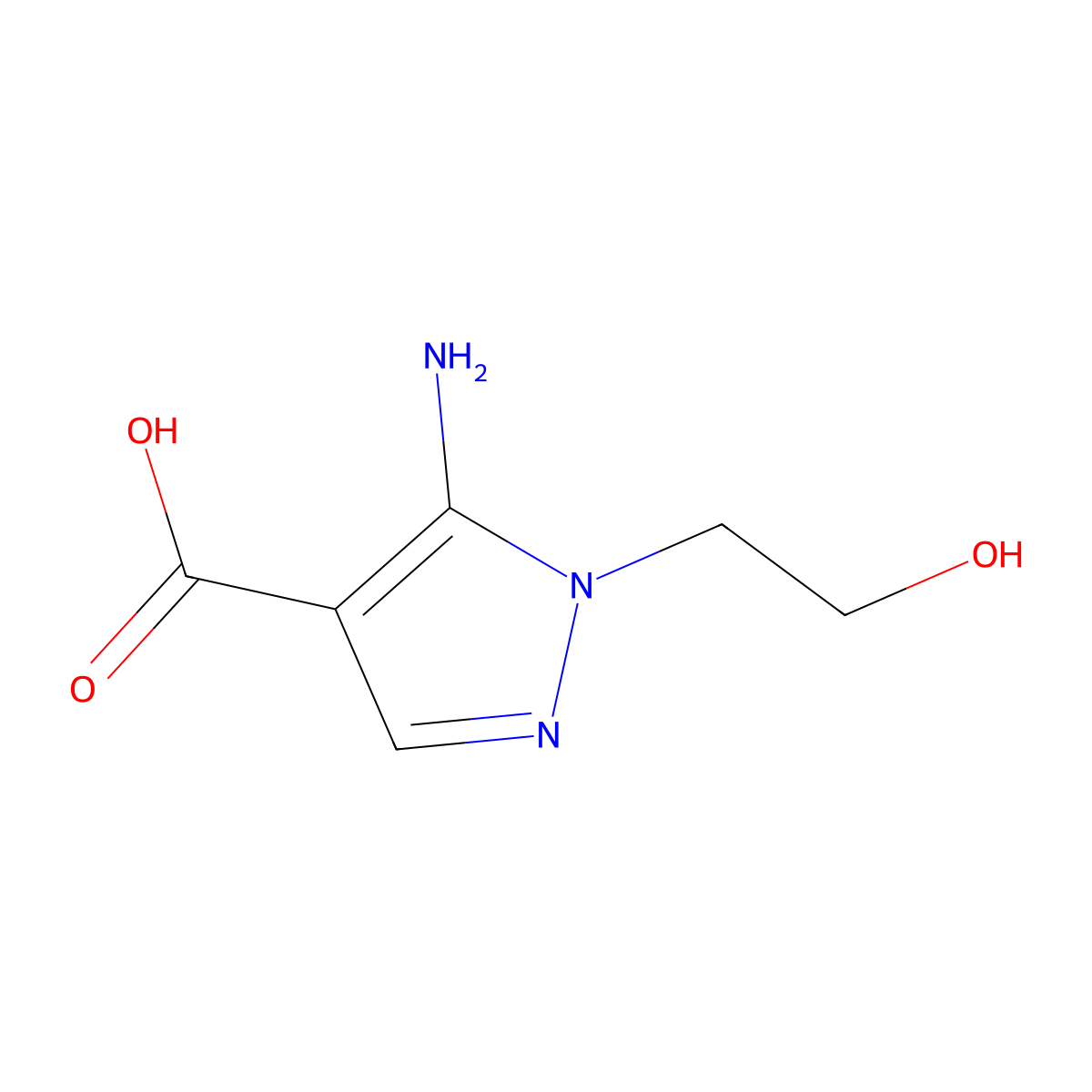 5-amino-1-(2-hydroxyethyl)-1H-pyrazole-4-carboxylic acid molecular structure, CAS 58046-50-7