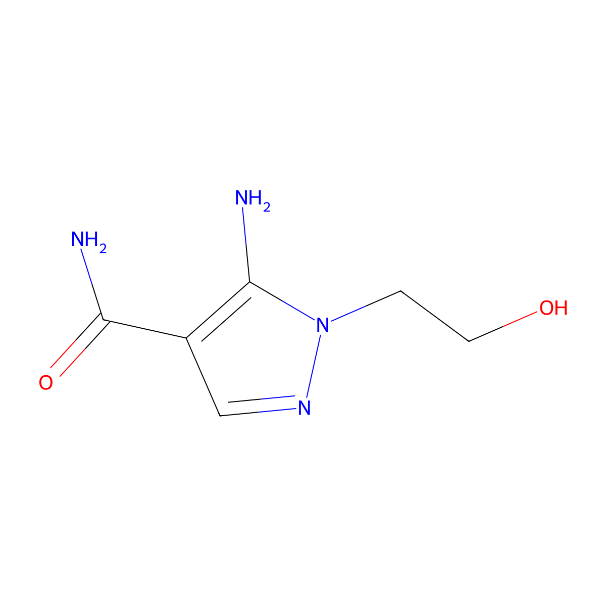 5-Amino-1-(2-hydroxyethyl)-1H-pyrazole-4-carboxamide molecular structure, CAS 58046-52-9
