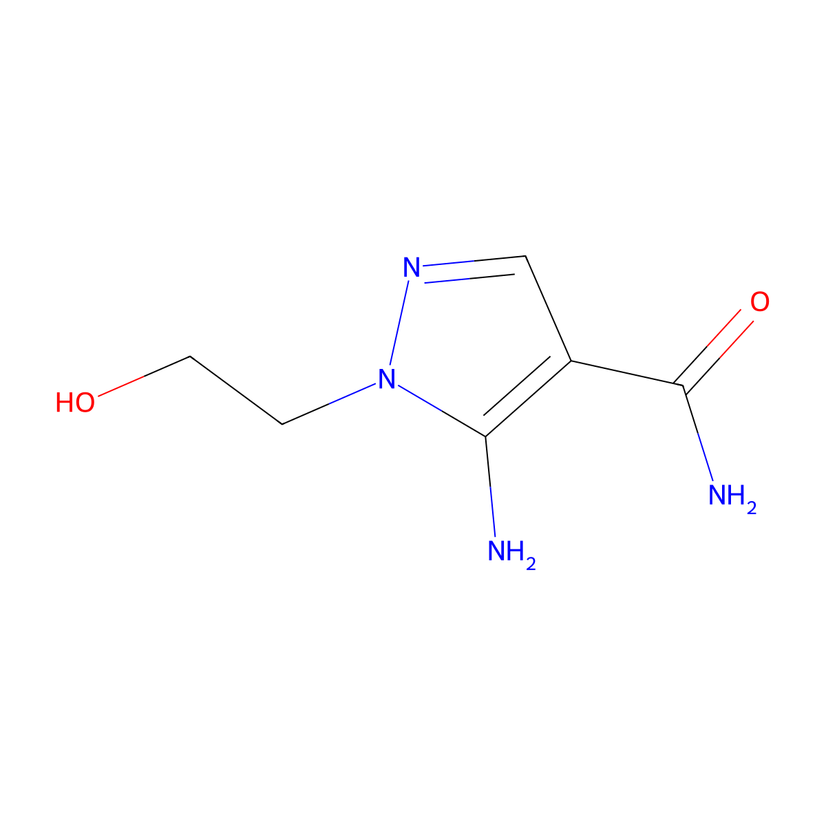5-Amino-1-(2-hydroxyethyl)-1H-pyrazole-4-carboxamide molecular structure, CAS 58046-52-9