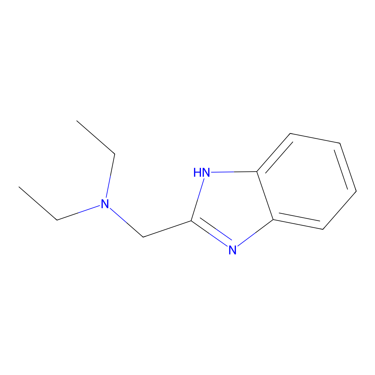N-(1H-benzimidazol-2-ylmethyl)-N-ethylethanamine molecular structure, CAS 5805-58-3