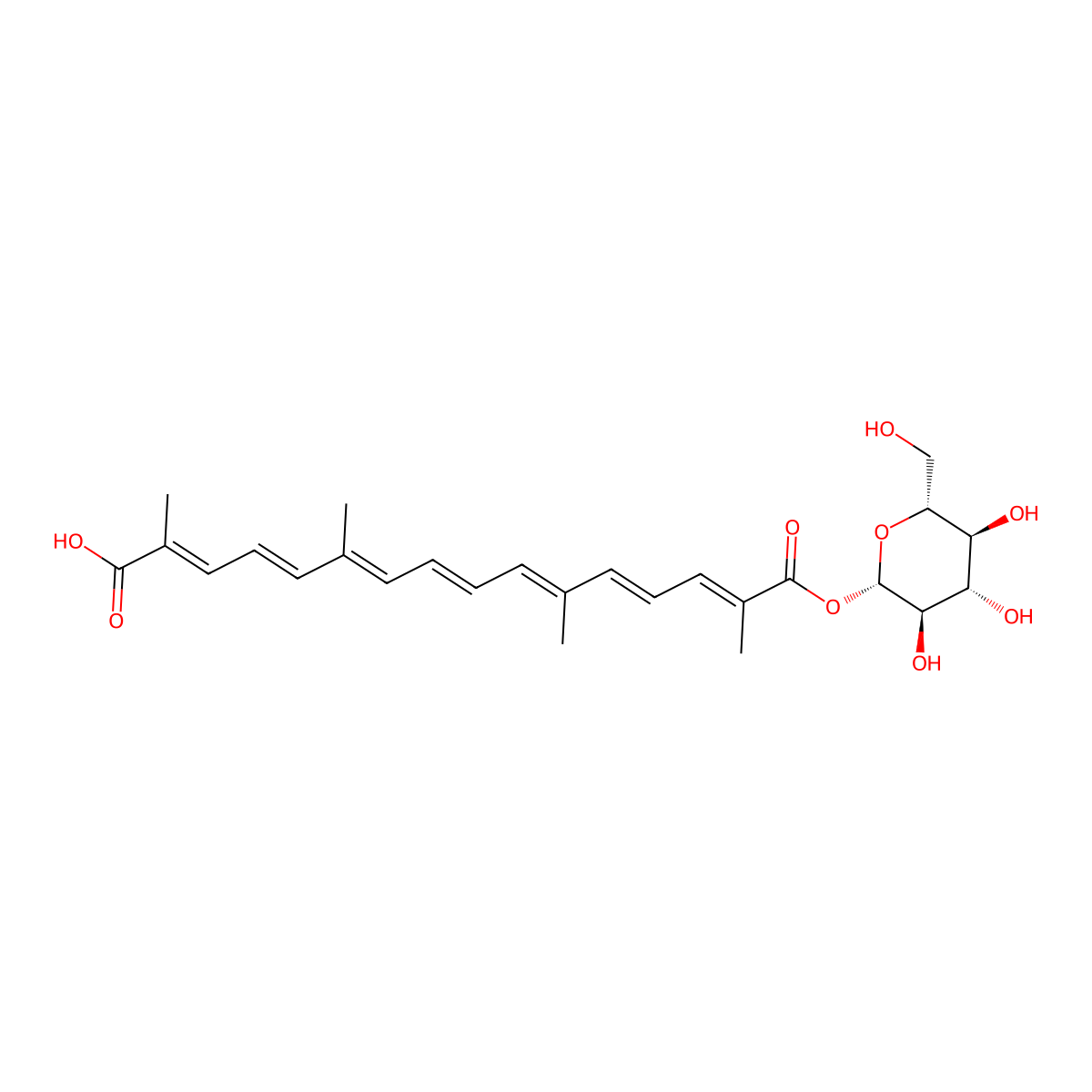 beta-D-Glucosyl crocetin molecular structure, CAS 58050-17-2