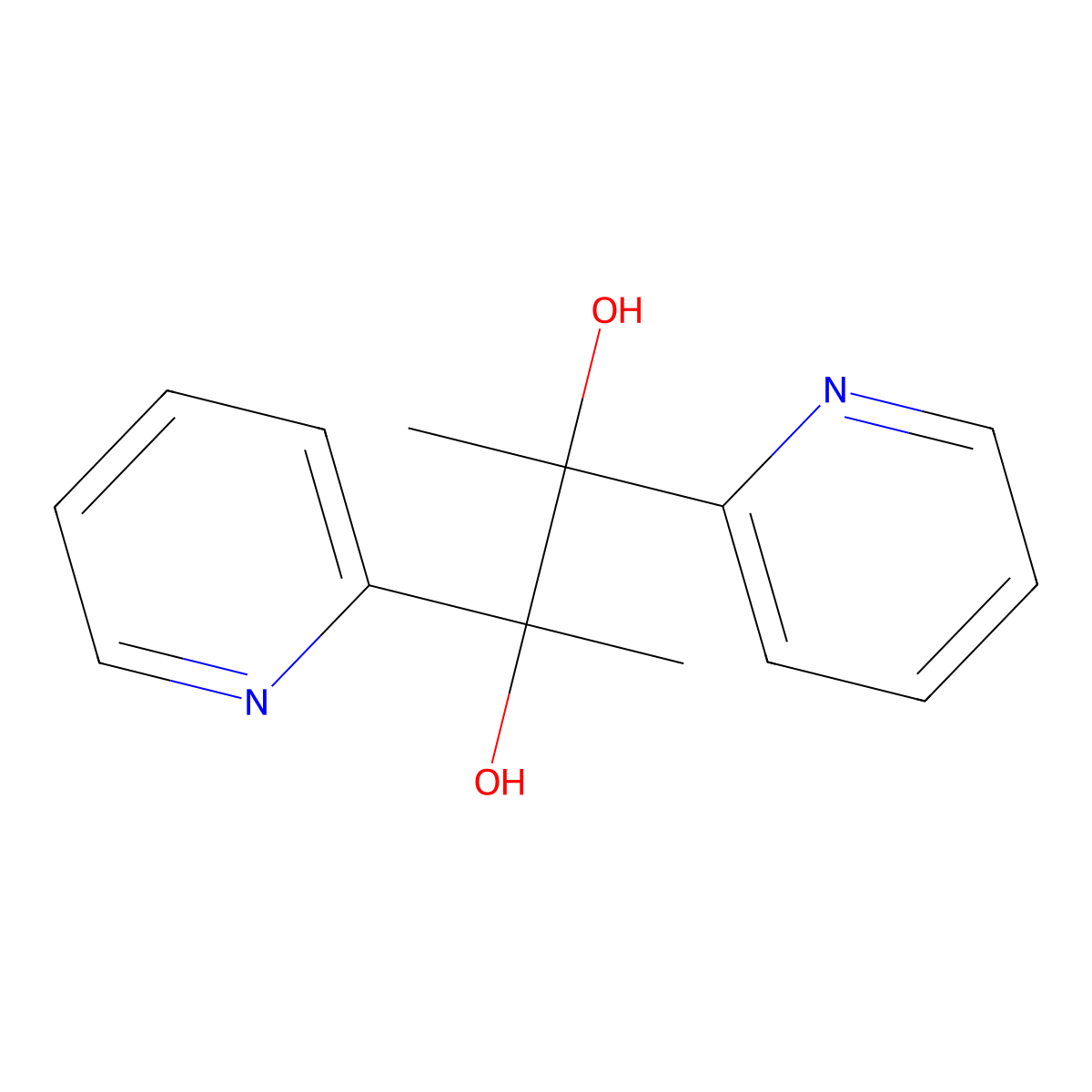 2,3-Di(2-pyridyl)-2,3-butanediol molecular structure, CAS 58052-51-0
