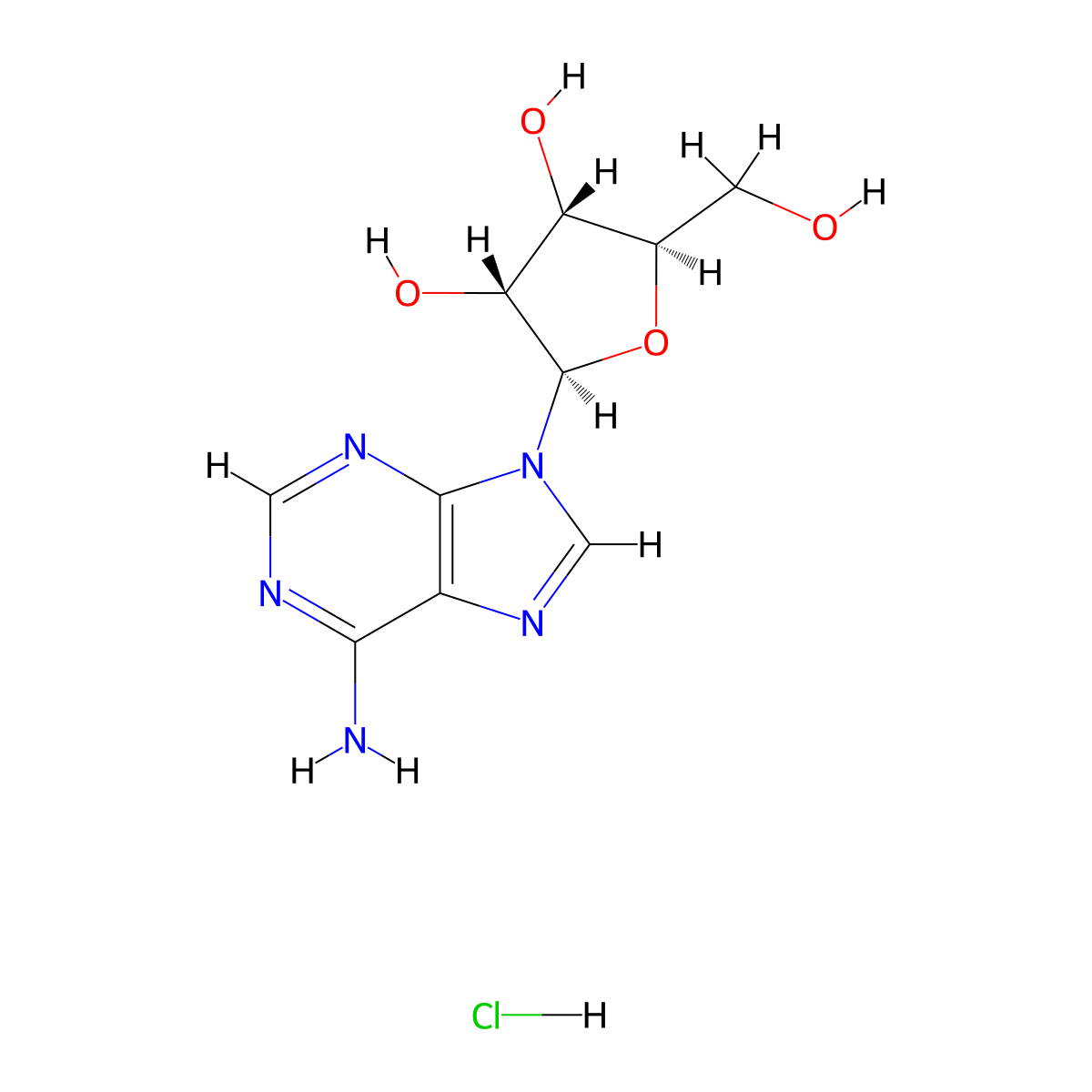 Adenosine hydrochloride molecular structure, CAS 58056-57-8