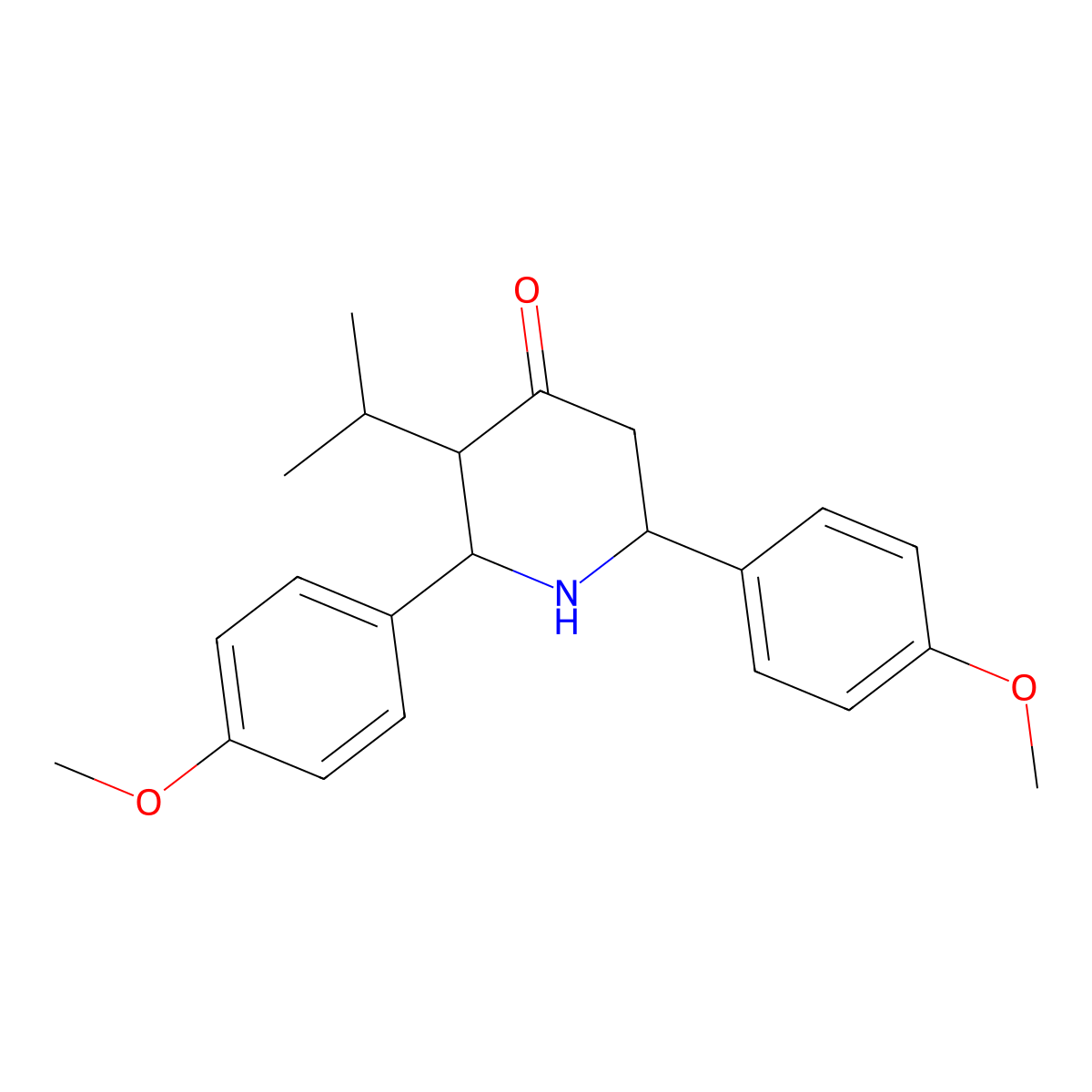 2,6-Bis(4-methoxyphenyl)-3-(propan-2-yl)piperidin-4-one molecular structure, CAS 5806-19-9