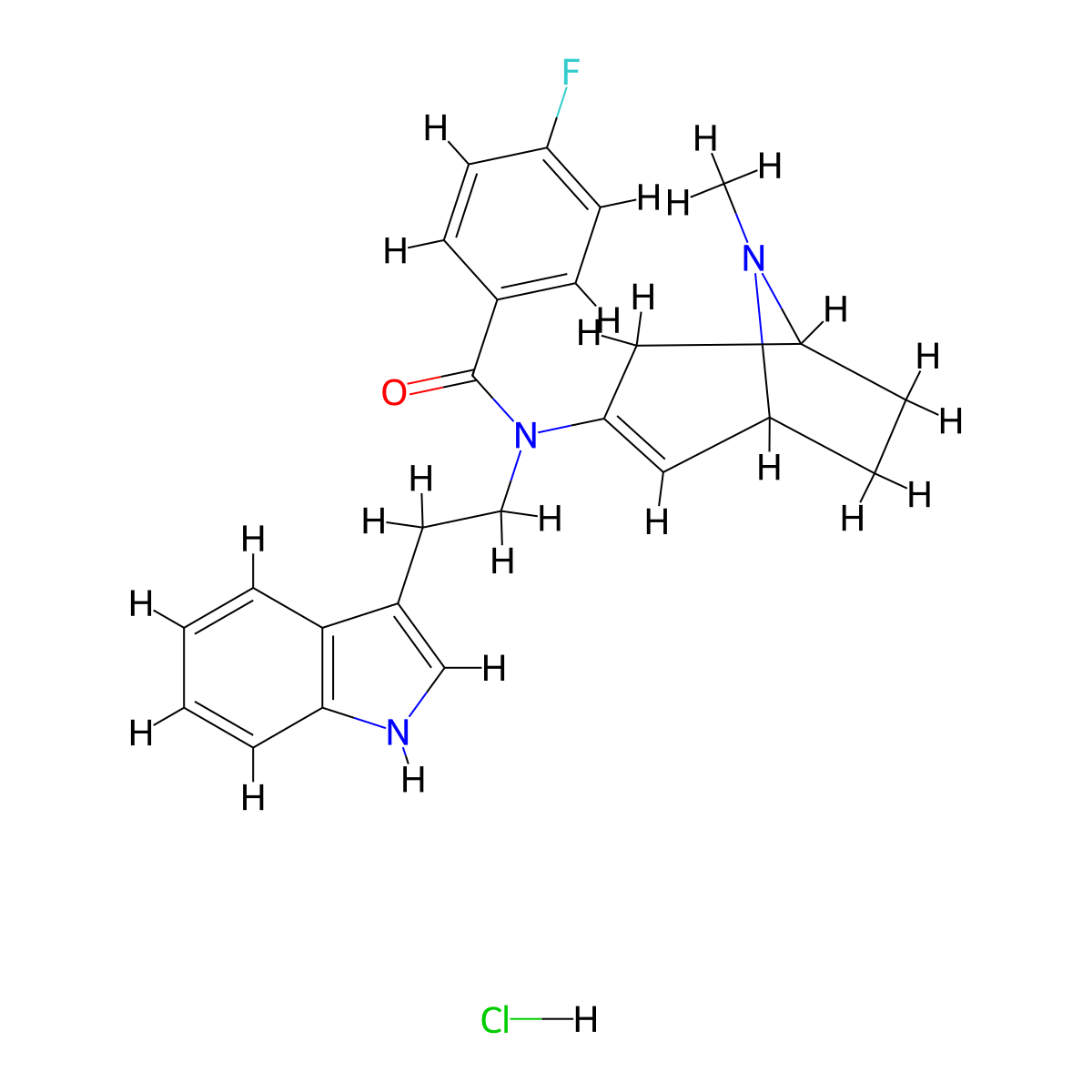4-Fluoro-N-[2-(1H-indol-3-yl)ethyl]-N-(8-methyl-8-azabicyclo[3.2.1]oct-2-en-3-yl)benzamide;hydrochloride molecular structure, CAS 5806-30-4