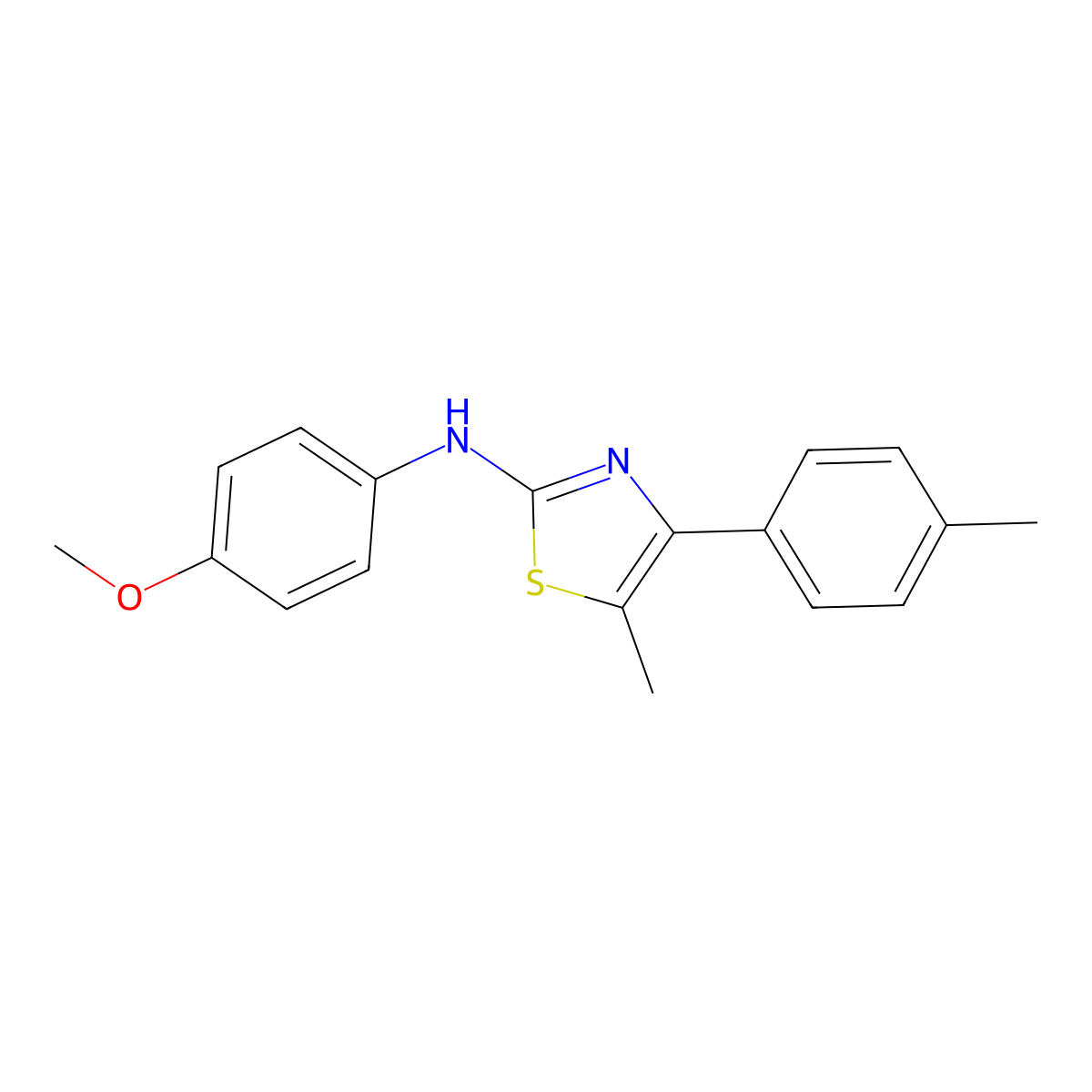 N-(4-methoxyphenyl)-5-methyl-4-(4-methylphenyl)-1,3-thiazol-2-amine molecular structure, CAS 5806-37-1