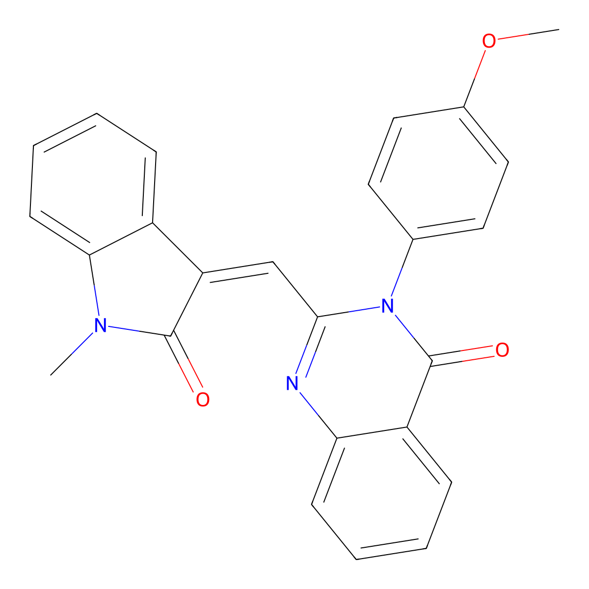 3-(4-Methoxyphenyl)-2-[(1-methyl-2-oxoindol-3-ylidene)methyl]quinazolin-4-one molecular structure, CAS 5806-41-7