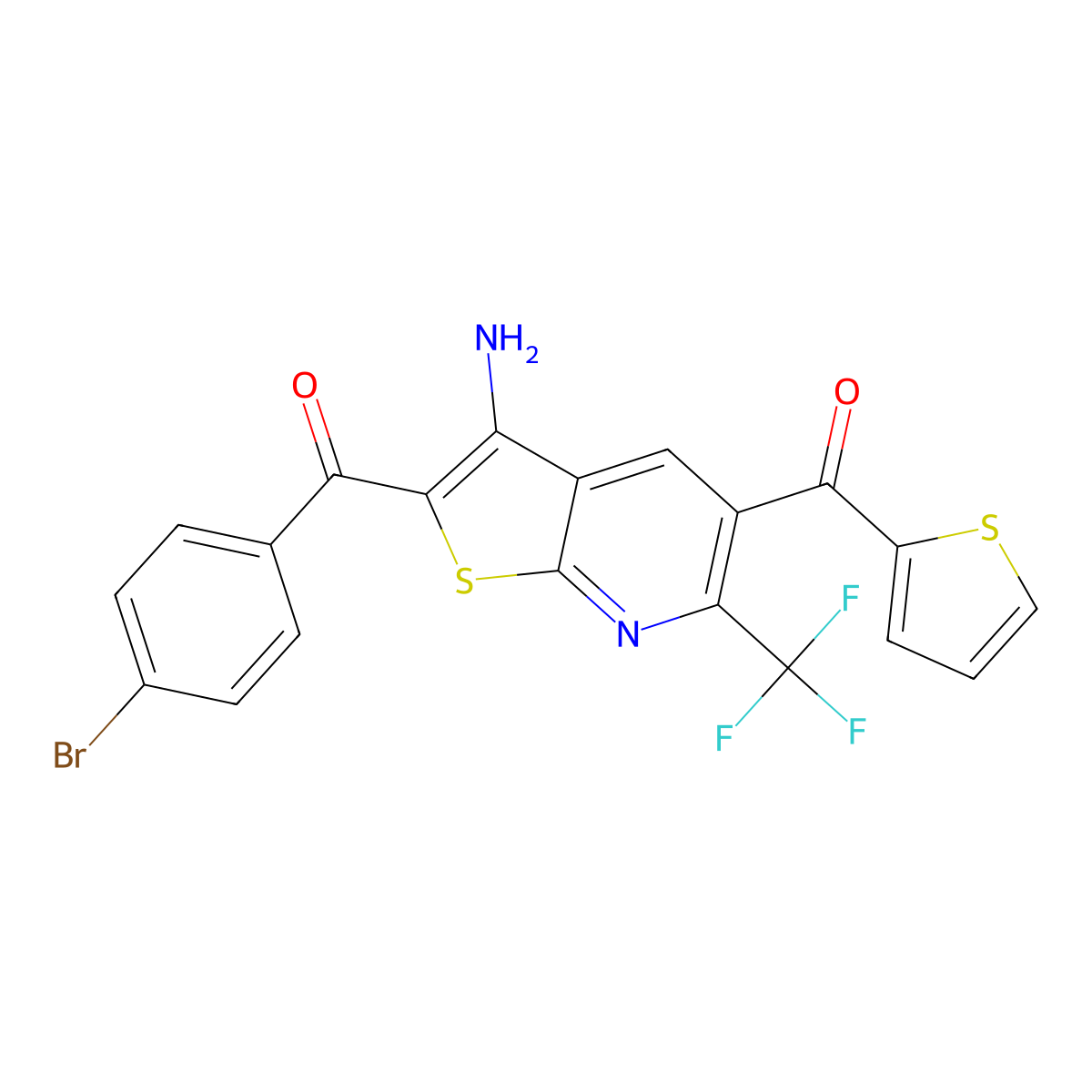 [3-Amino-2-(4-bromobenzoyl)-6-(trifluoromethyl)thieno[2,3-b]pyridin-5-yl](thiophen-2-yl)methanone molecular structure, CAS 5806-94-0