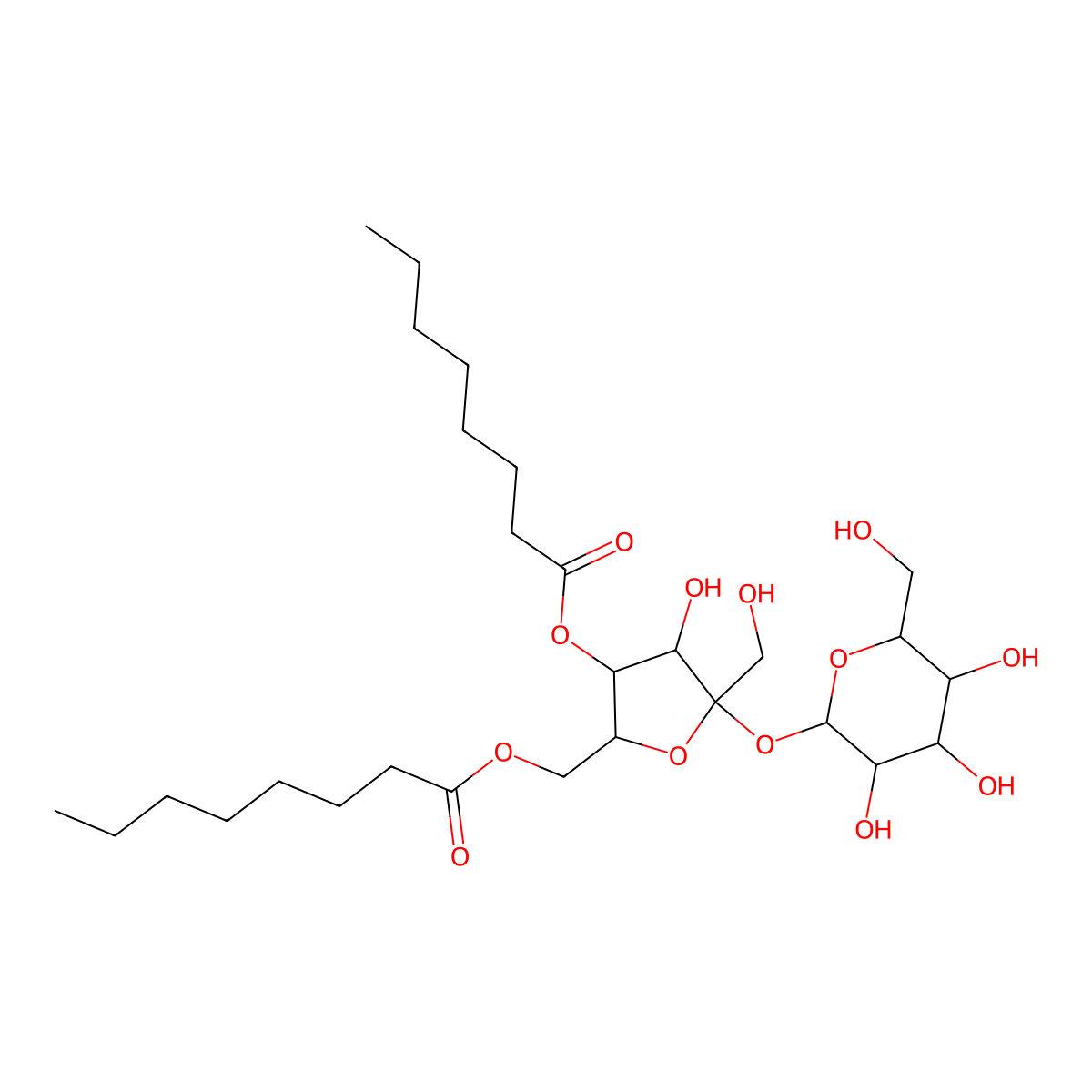 Sucrose dicaprylate molecular structure, CAS 58064-47-4
