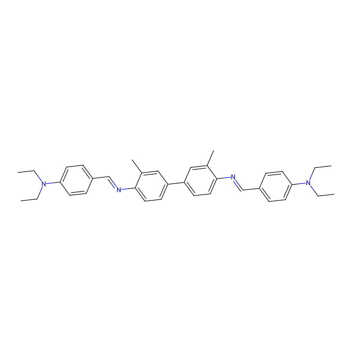N,N'-bis{(E)-[4-(diethylamino)phenyl]methylidene}-3,3'-dimethylbiphenyl-4,4'-diamine molecular structure, CAS 58066-89-0
