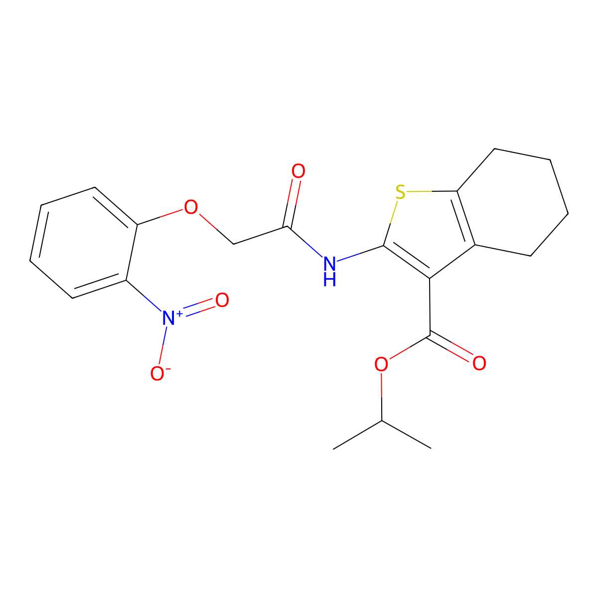 Propan-2-yl 2-[2-(2-nitrophenoxy)acetamido]-4,5,6,7-tetrahydro-1-benzothiophene-3-carboxylate molecular structure, CAS 5807-45-4
