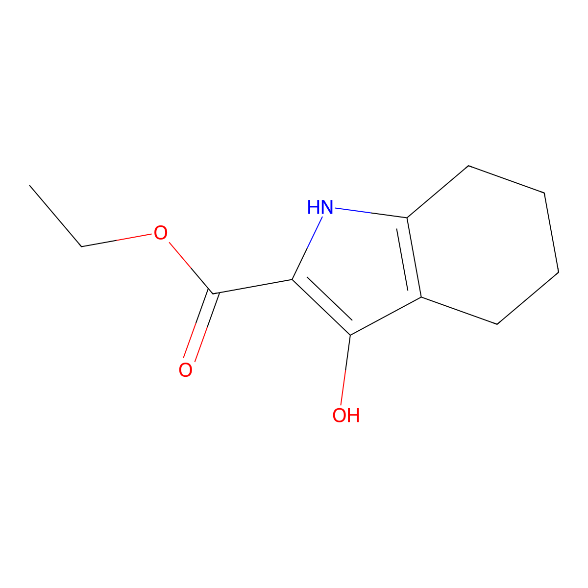 1H-Indole-2-carboxylic acid, 4,5,6,7-tetrahydro-3-hydroxy-, ethyl ester molecular structure, CAS 58074-24-1
