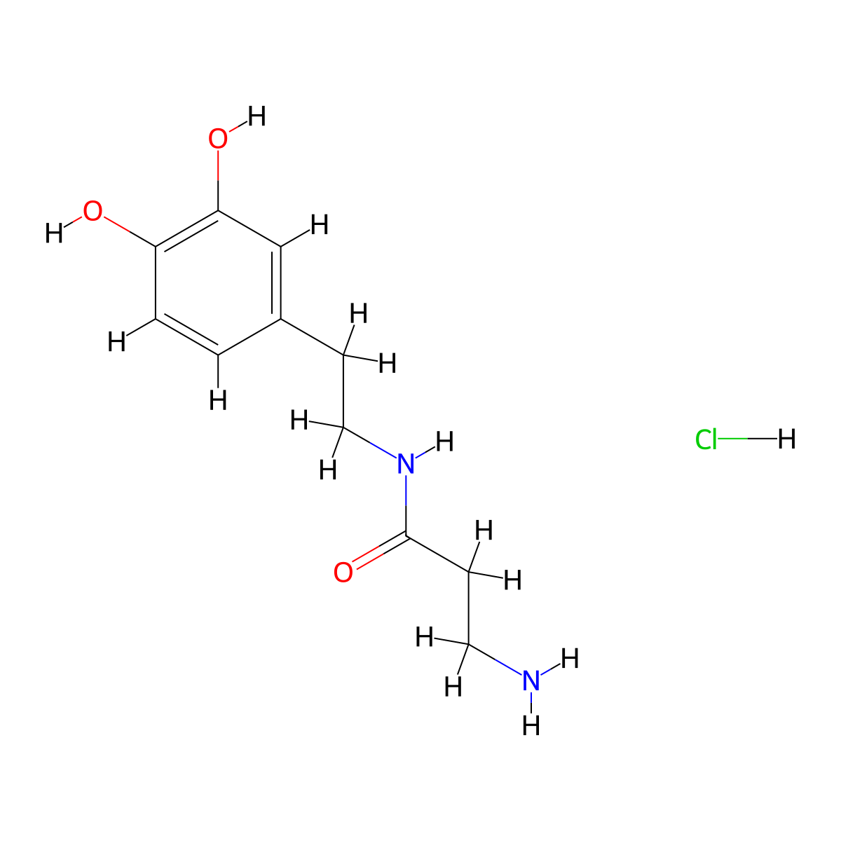 N-beta-alanyldopamine (hydrochloride) molecular structure, CAS 58077-93-3