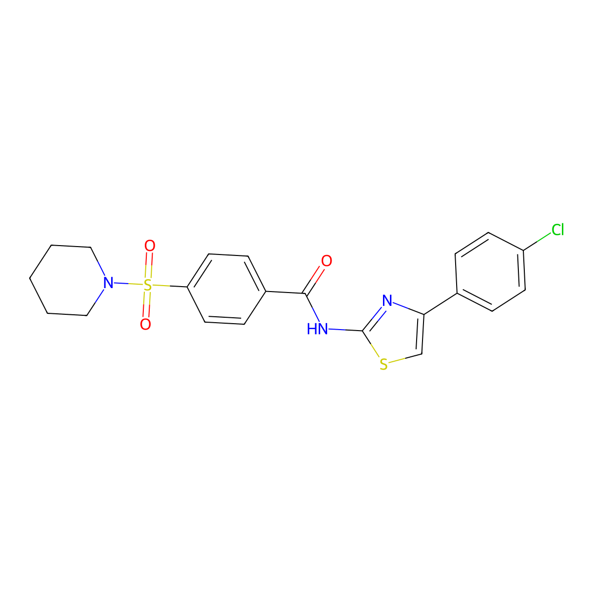 N-[4-(4-chlorophenyl)-1,3-thiazol-2-yl]-4-(piperidin-1-ylsulfonyl)benzamide molecular structure, CAS 5808-02-6