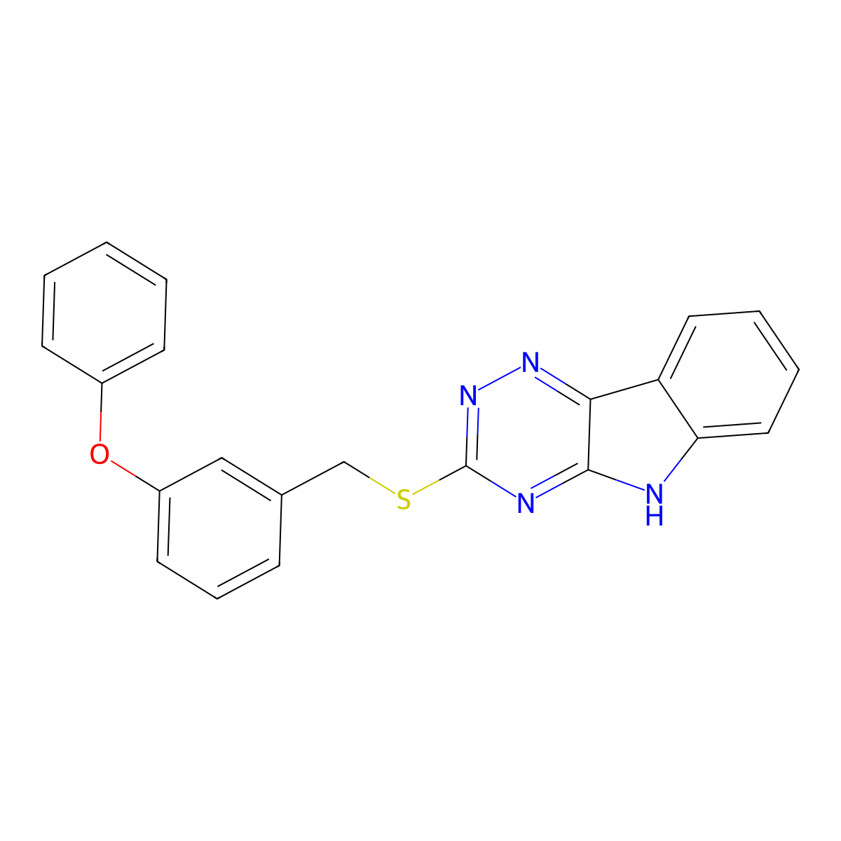 3-[(3-phenoxyphenyl)methylsulfanyl]-5H-[1,2,4]triazino[5,6-b]indole molecular structure, CAS 5808-54-8
