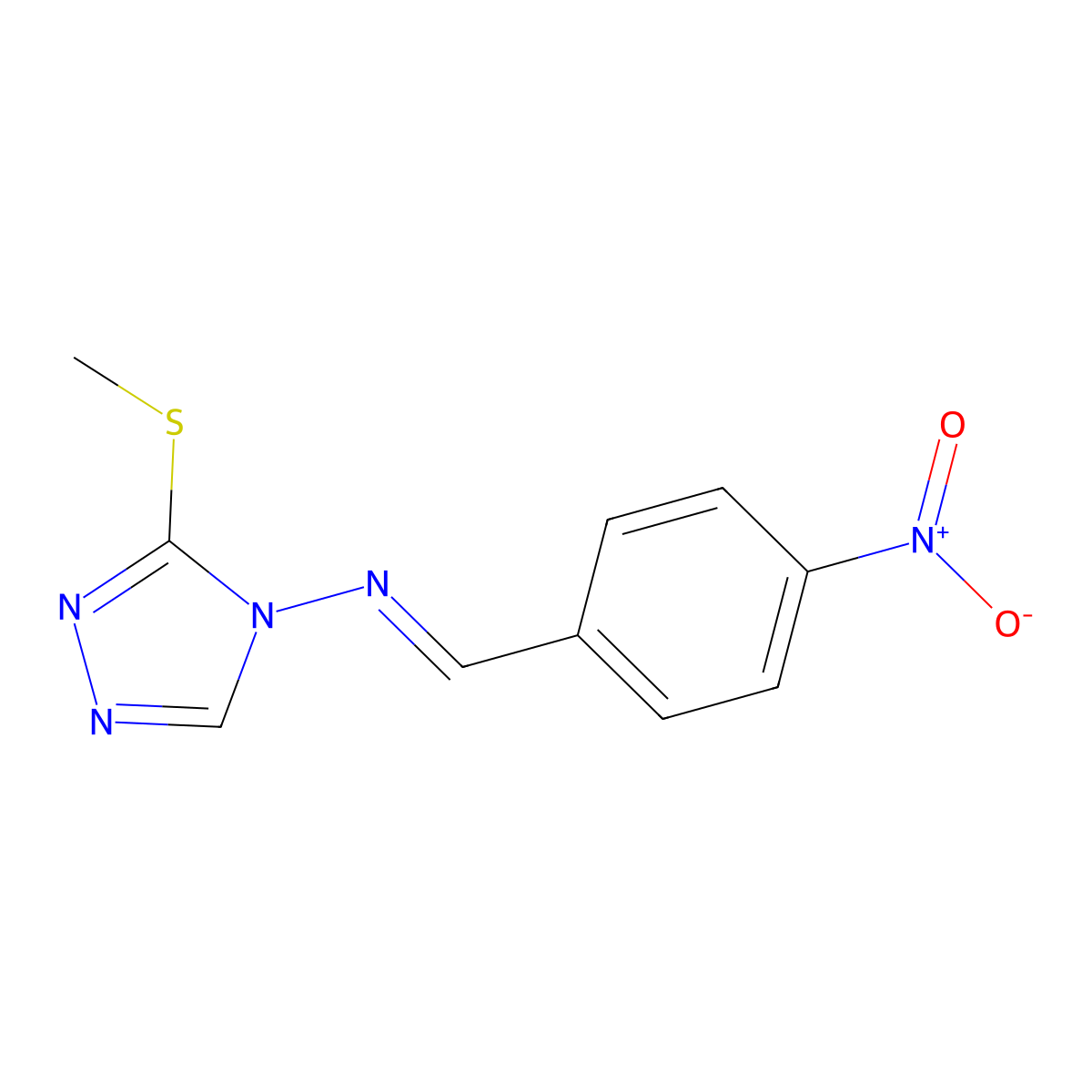 N-(3-methylsulfanyl-1,2,4-triazol-4-yl)-1-(4-nitrophenyl)methanimine molecular structure, CAS 5808-74-2