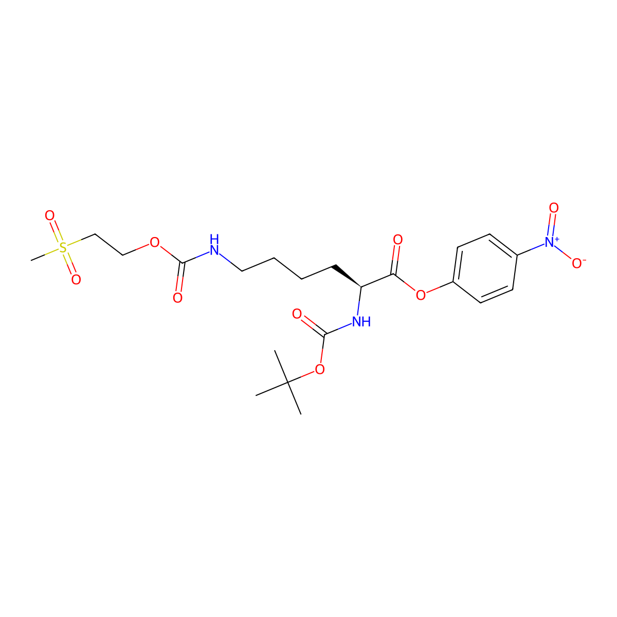 p-Nitrophenyl N2-(tert-butoxycarbonyl)-N6-((2-(methylsulphonyl)ethoxy)carbonyl)-L-lysinate molecular structure, CAS 58082-65-8